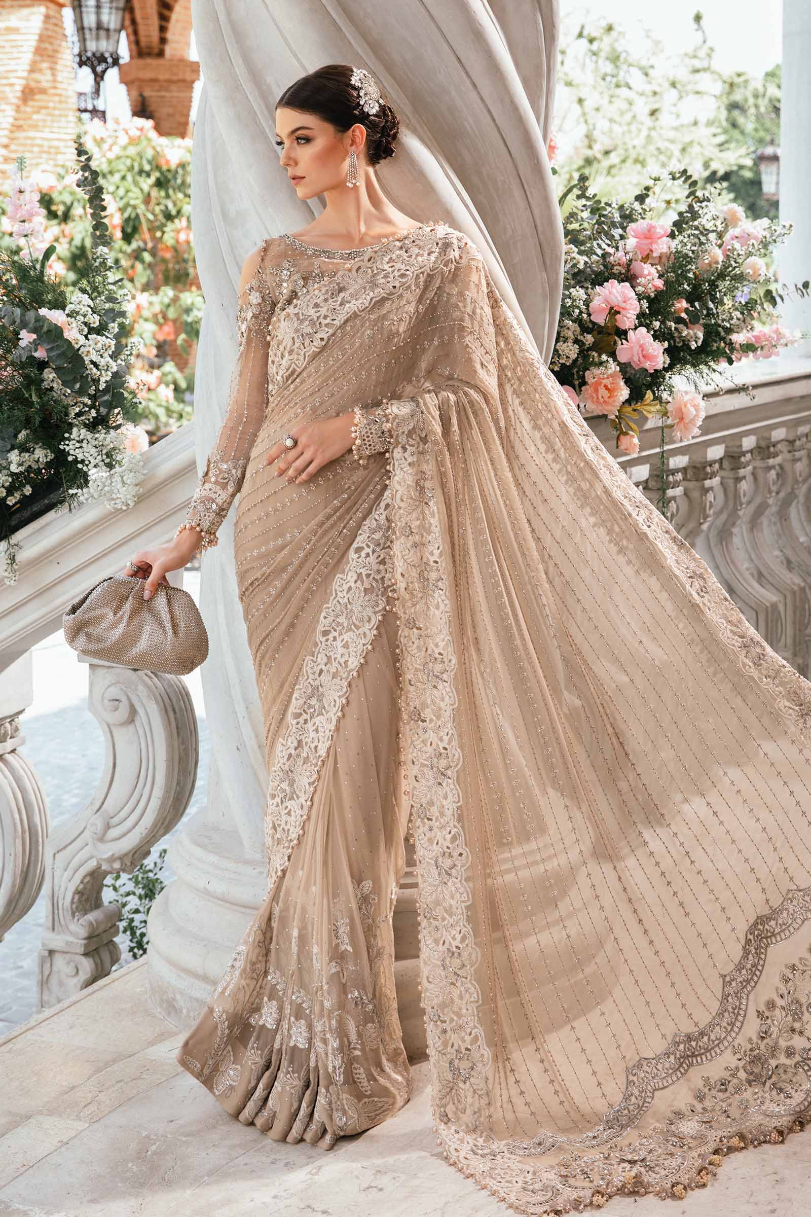 Unstitched Embroidered Saree | BD-2801 - Image 8