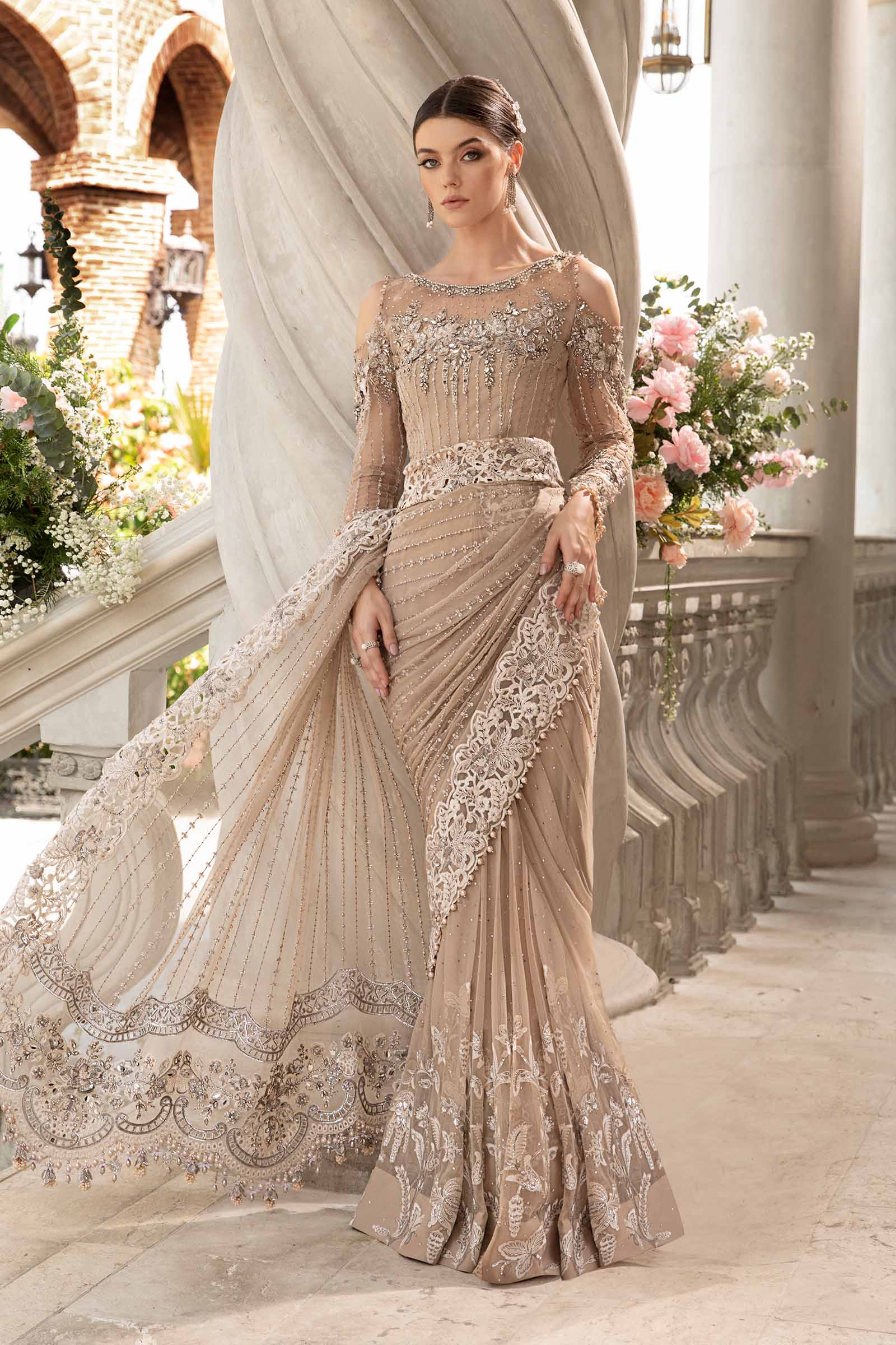 Unstitched Embroidered Saree | BD-2801 - Image 9