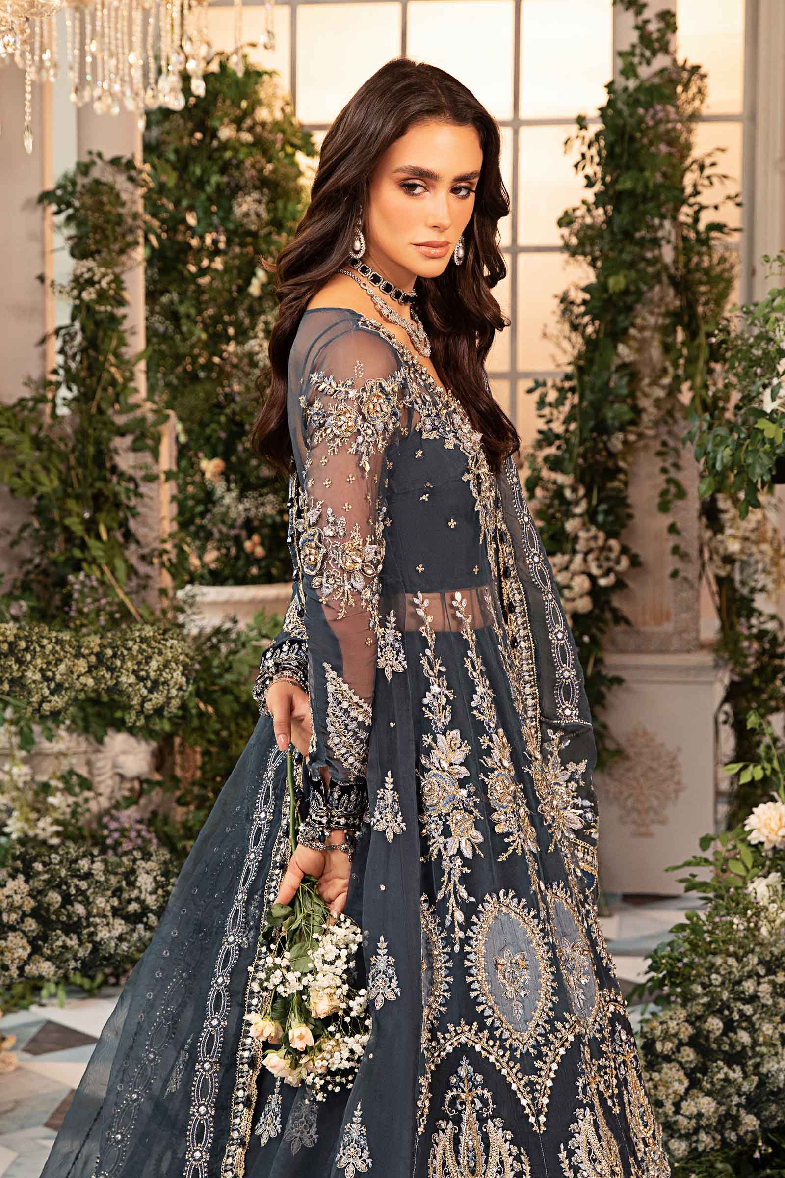 3 Piece Unstitched Embroidered Organza Suit | BD-2901 - Image 12