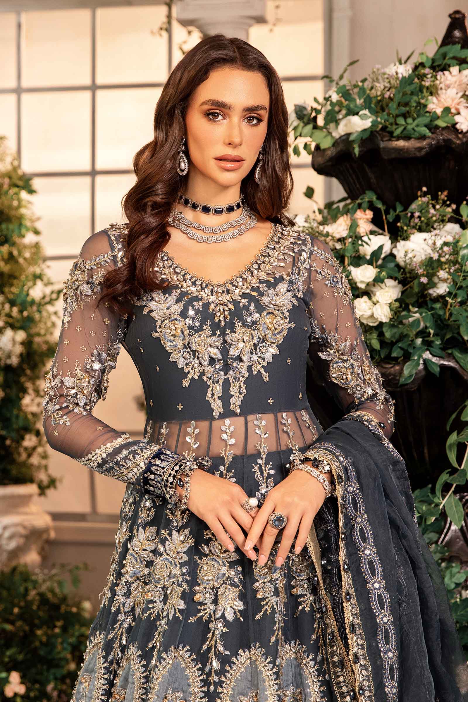 3 Piece Unstitched Embroidered Organza Suit | BD-2901 - Image 4