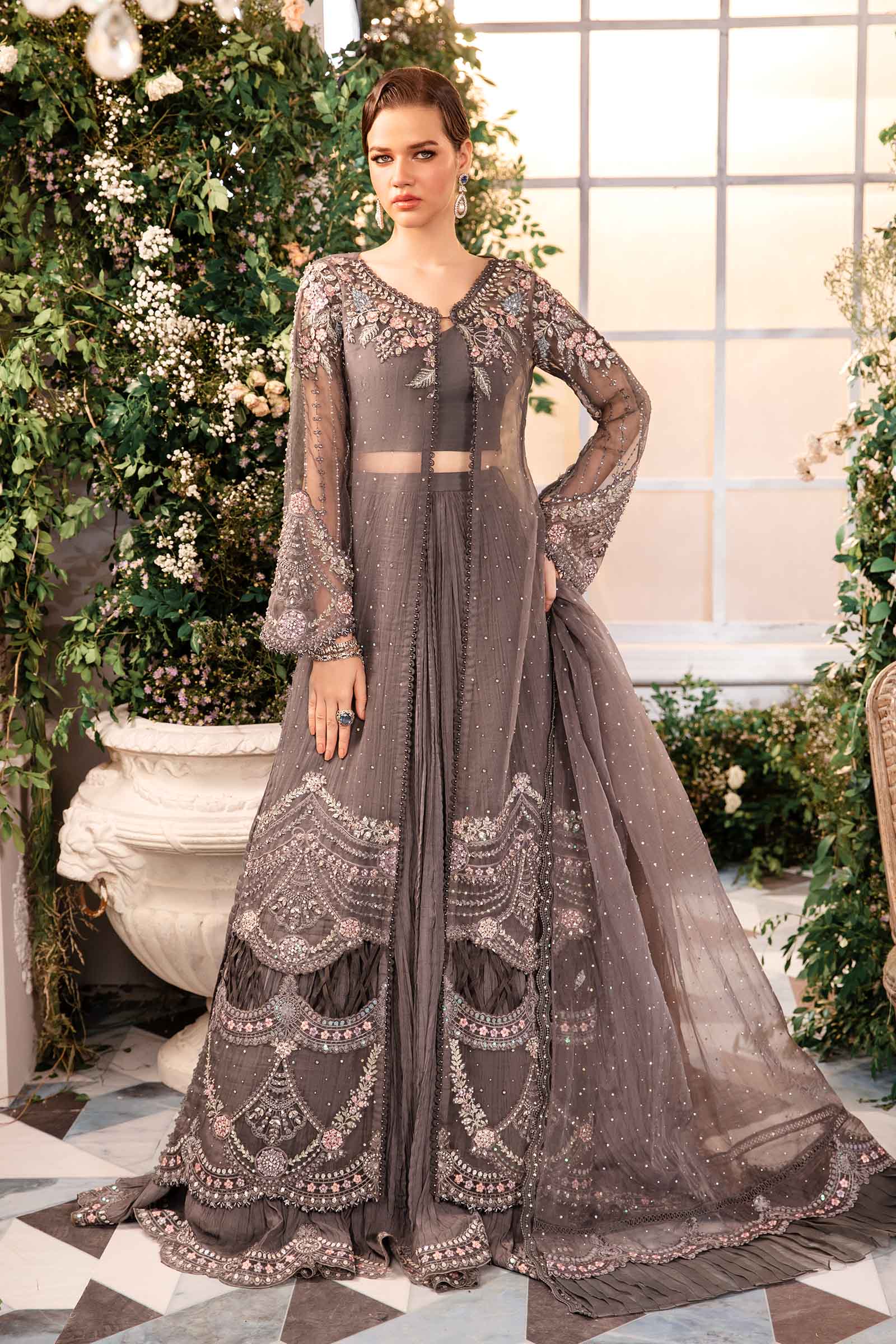 3 Piece Unstitched Embroidered Organza Suit | BD-2902 - Image 4