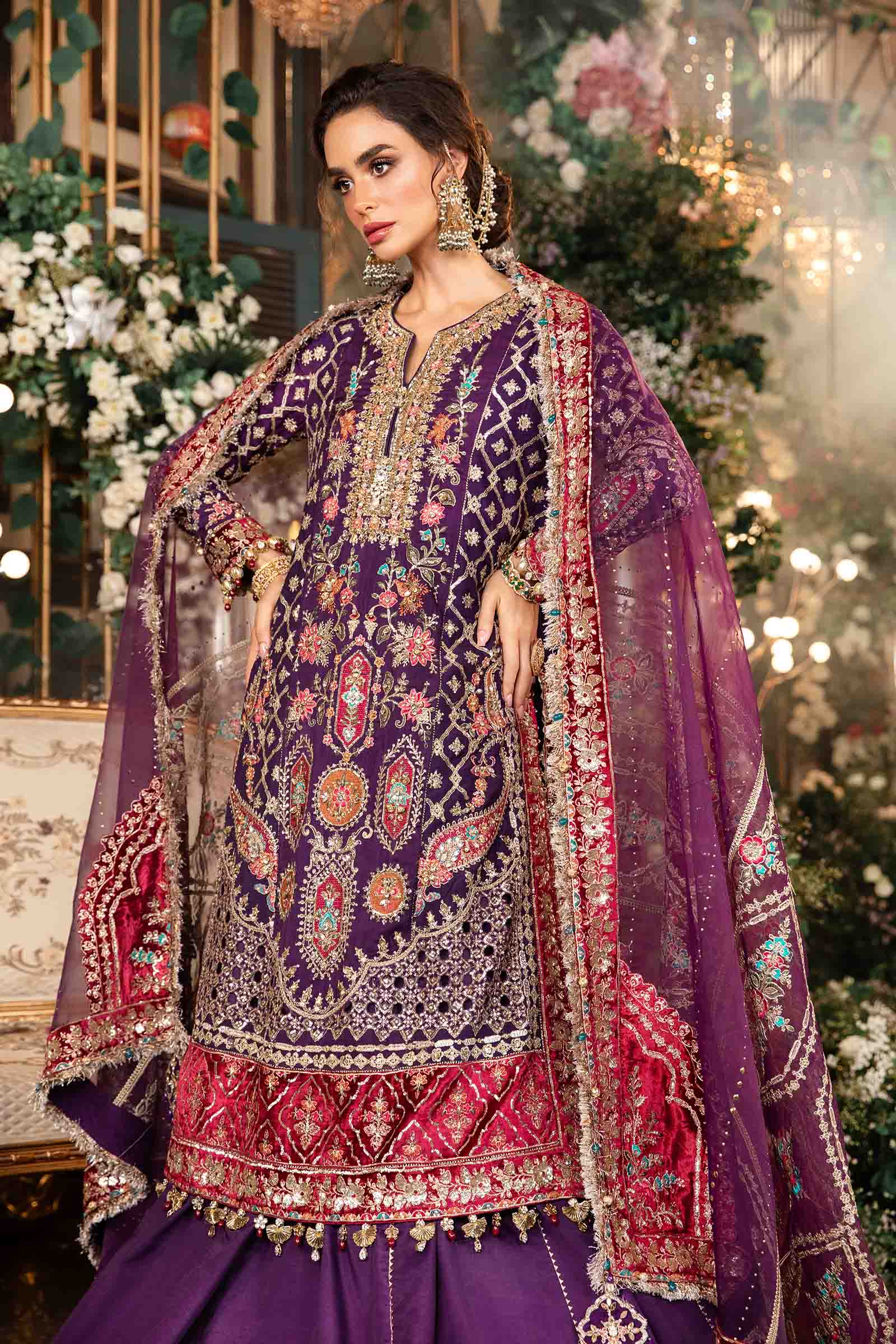 3 Piece Unstitched Embroidered Raw Silk Suit | BD-2903 - Image 3
