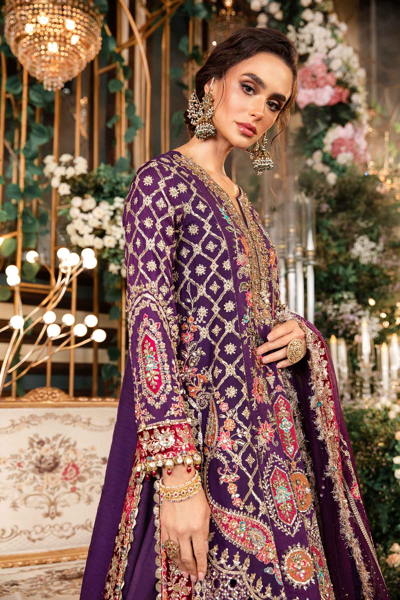 3 Piece Unstitched Embroidered Raw Silk Suit | BD-2903 - Image 4