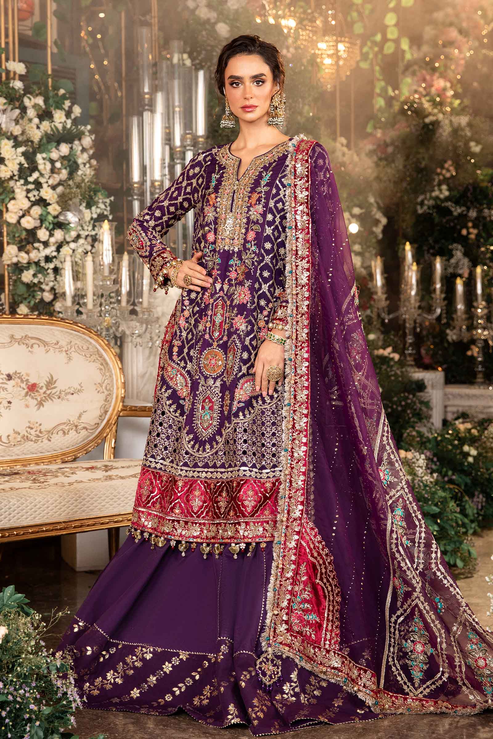 3 Piece Unstitched Embroidered Raw Silk Suit | BD-2903 - Image 6
