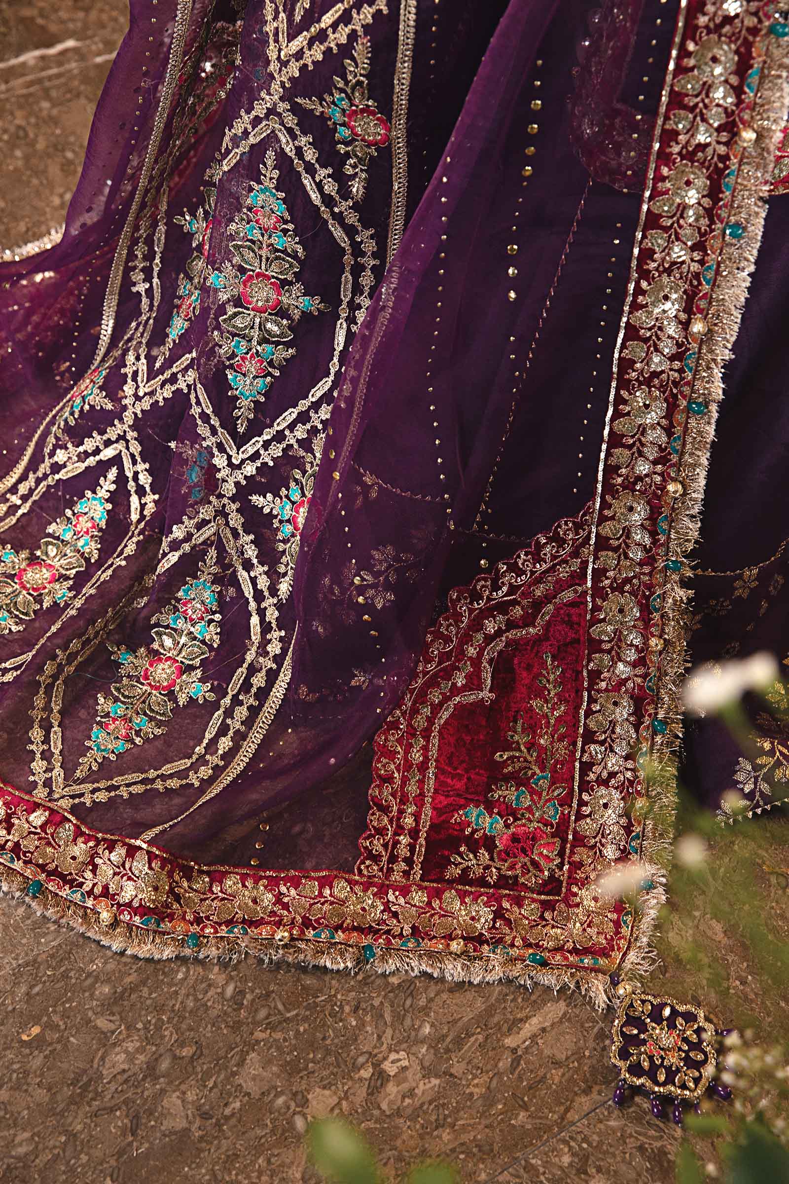 3 Piece Unstitched Embroidered Raw Silk Suit | BD-2903 - Image 7
