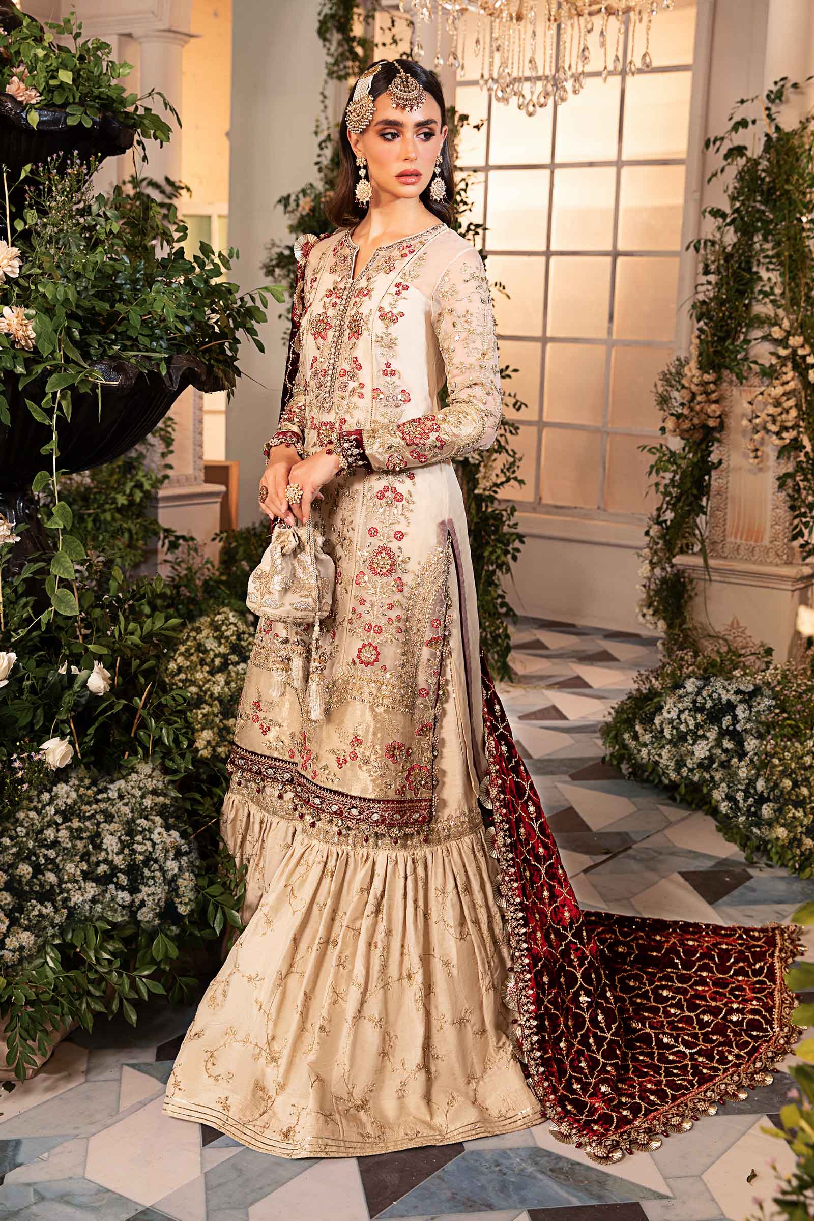 3 Piece Unstitched Embroidered Organza Suit | BD-2905 - Image 4
