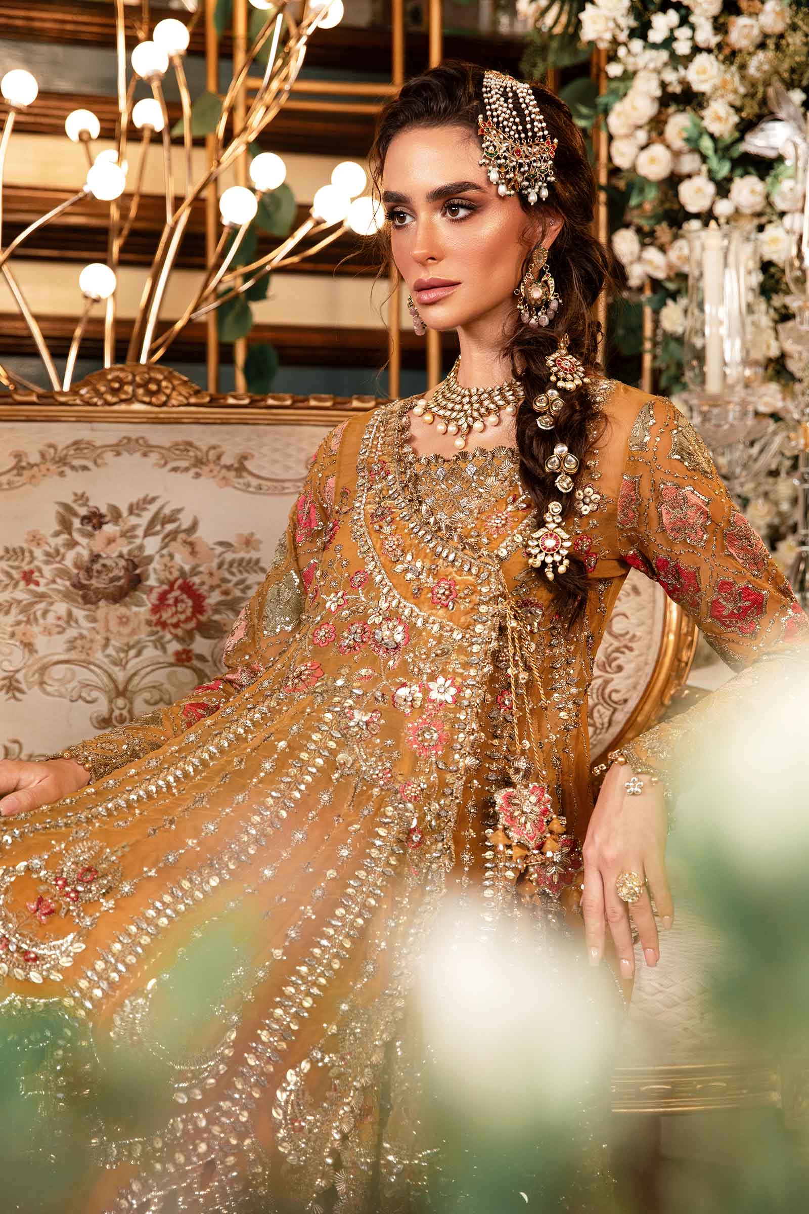 3 Piece Unstitched Embroidered Organza Suit | BD-2907 - Image 8