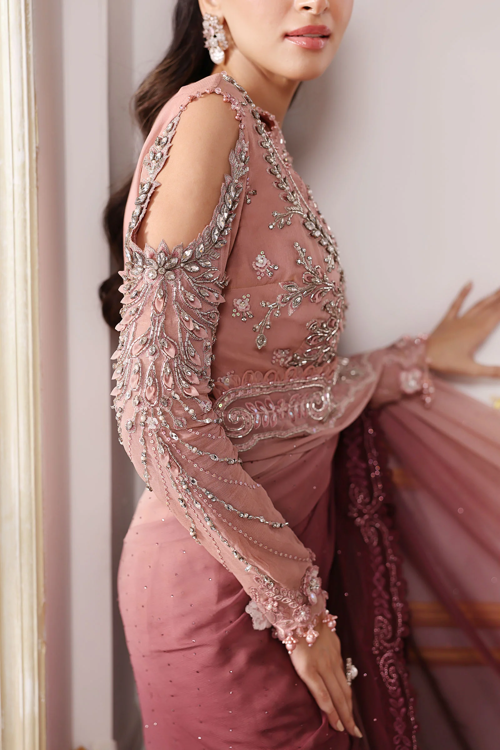 Unstitched Embroidered Chiffon Saree | BD-3001 - Image 10