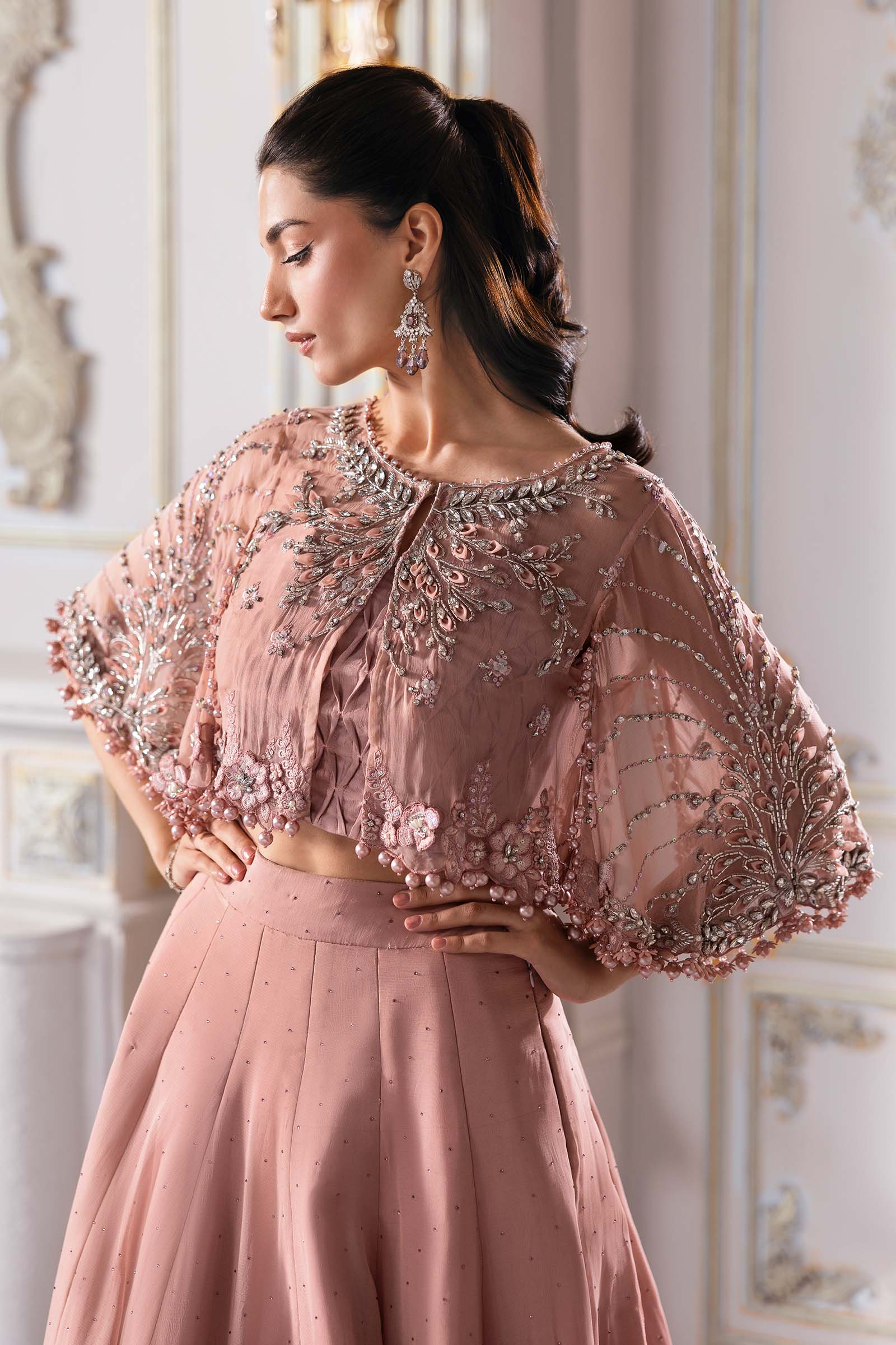 Unstitched Embroidered Chiffon Saree | BD-3001 - Image 12