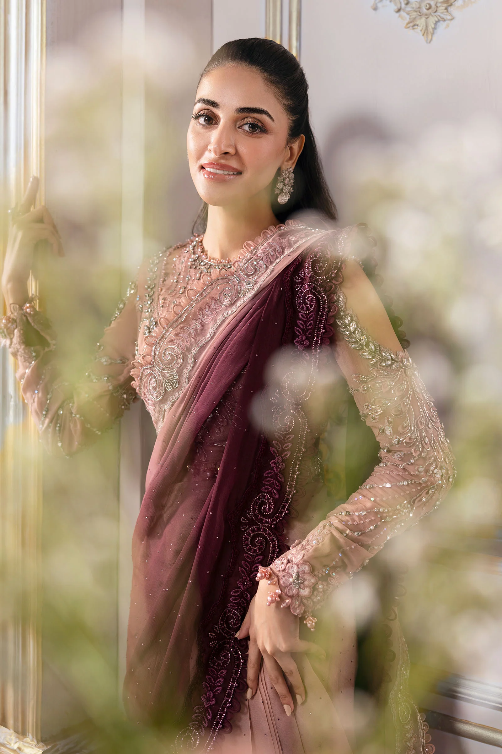 Unstitched Embroidered Chiffon Saree | BD-3001 - Image 8