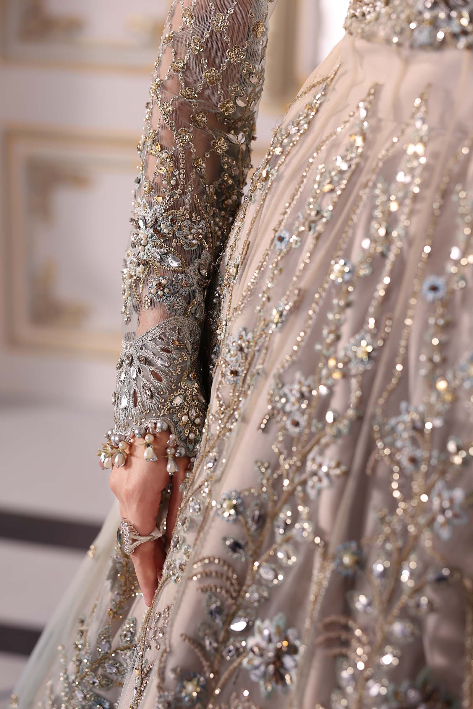 3 Piece Unstitched Embroidered Net Suit | BD-3002 - Image 11