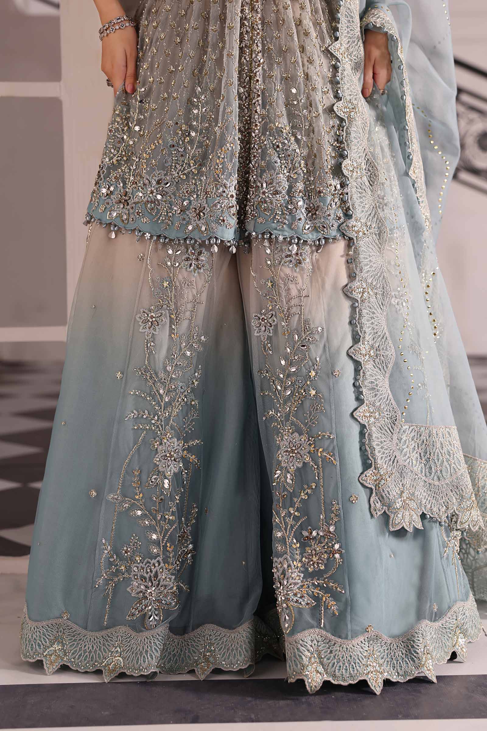 3 Piece Unstitched Embroidered Net Suit | BD-3002 - Image 13