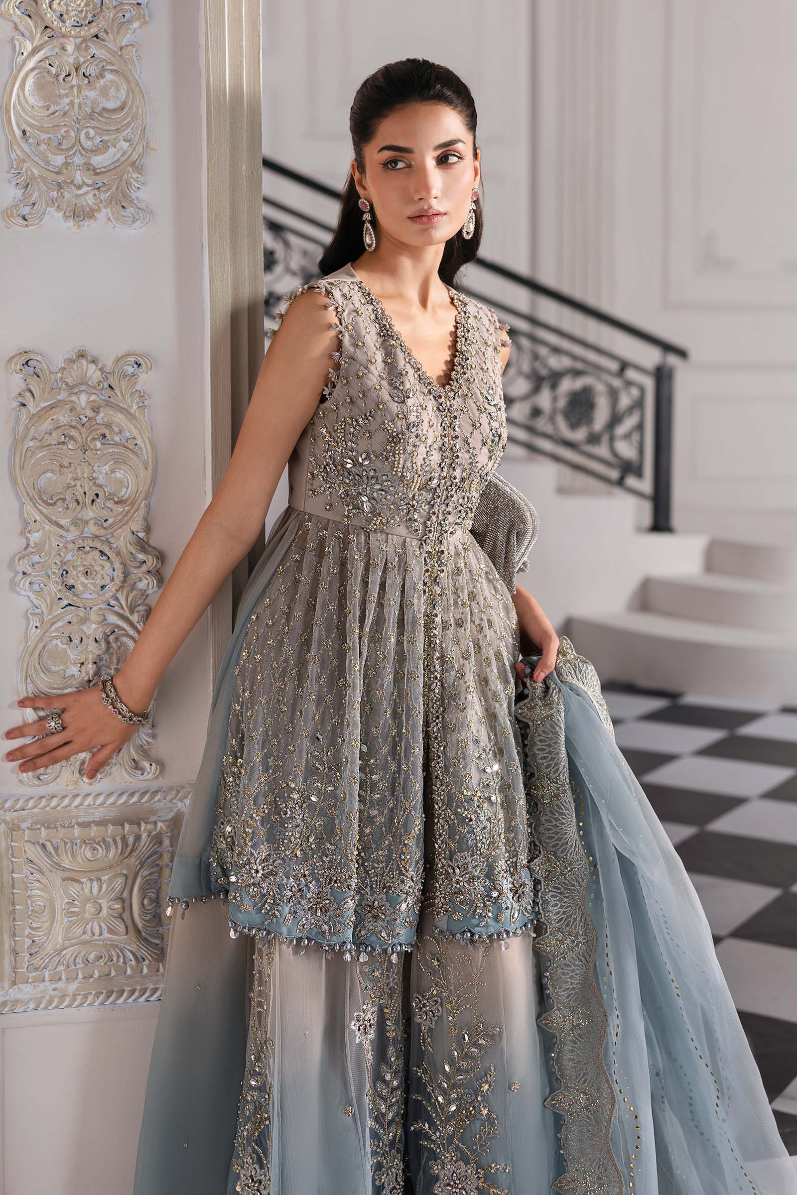 3 Piece Unstitched Embroidered Net Suit | BD-3002 - Image 15