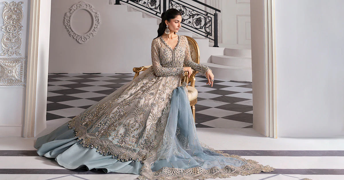 3 Piece Unstitched Embroidered Net Suit | BD-3002 - Image 16