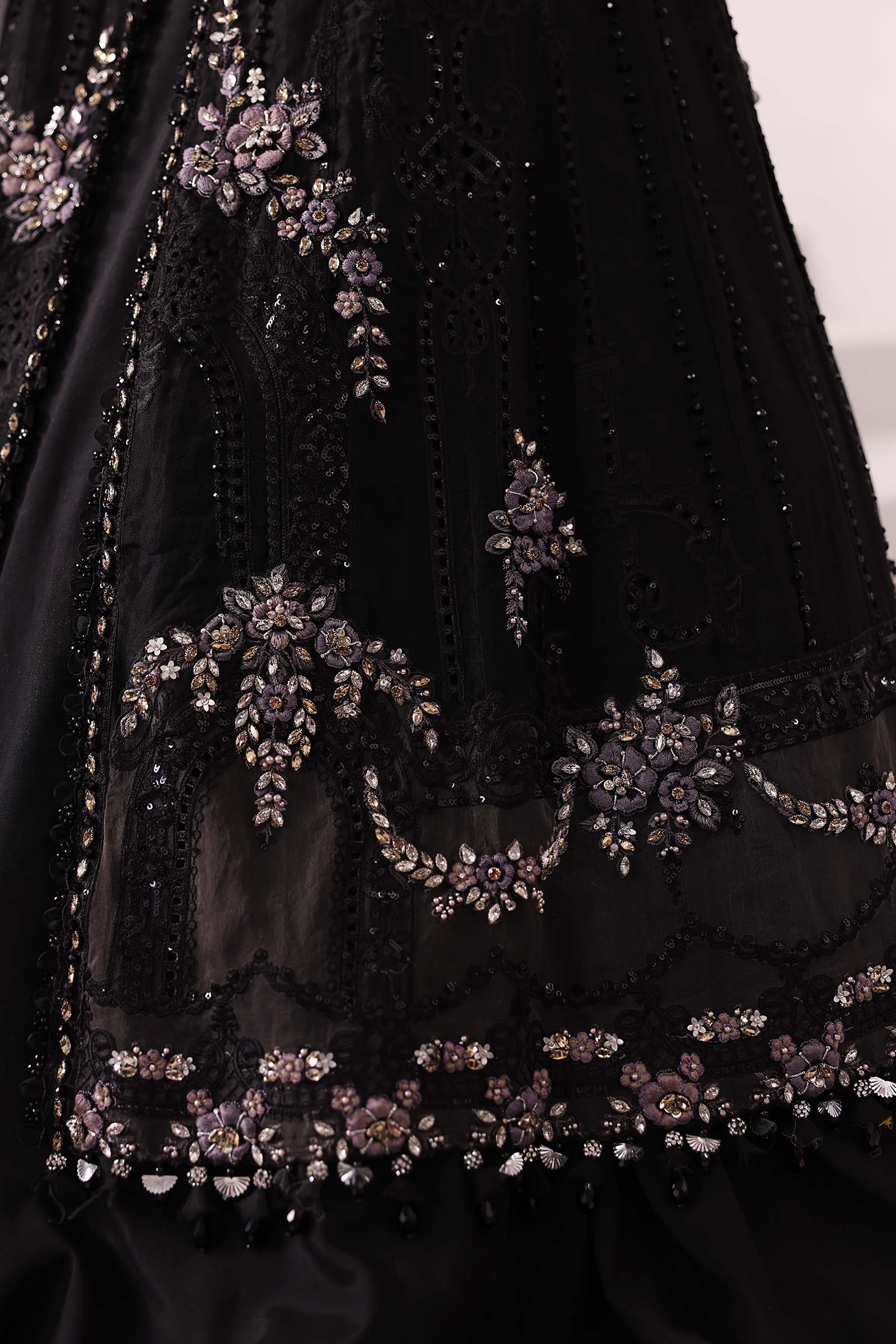 3 Piece Unstitched Embroidered Organza Suit | BD-3004 - Image 11