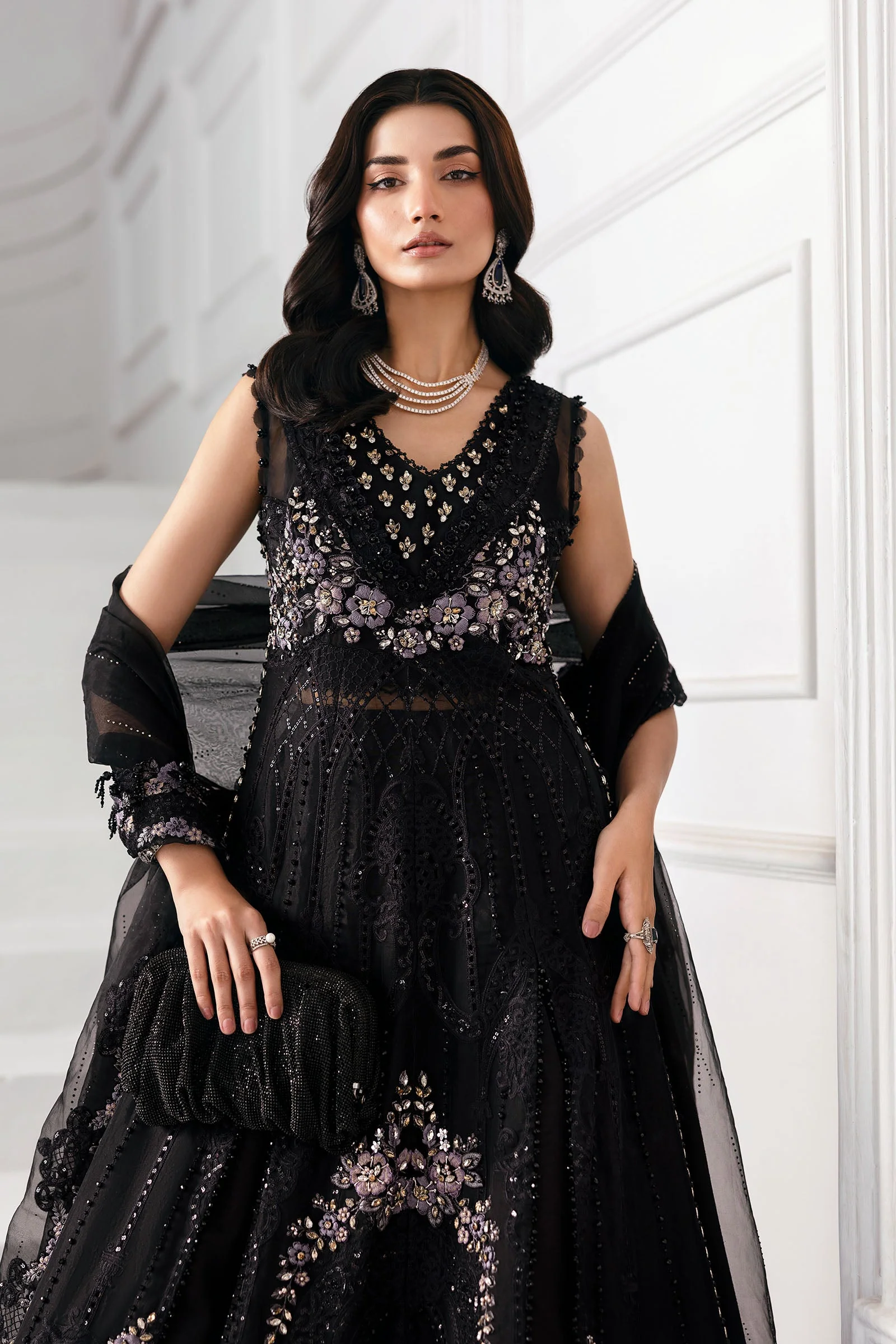 3 Piece Unstitched Embroidered Organza Suit | BD-3004 - Image 13