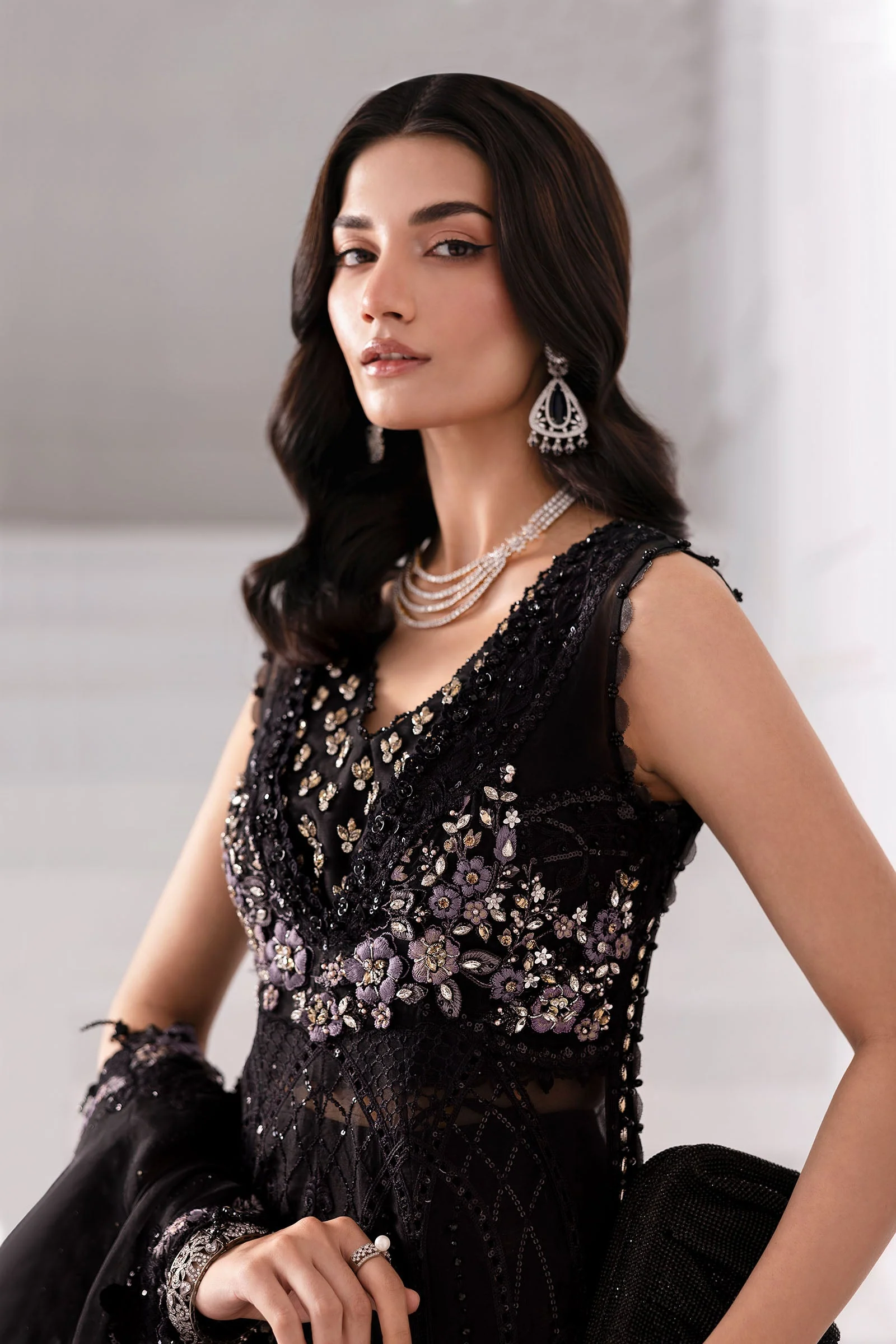 3 Piece Unstitched Embroidered Organza Suit | BD-3004 - Image 14