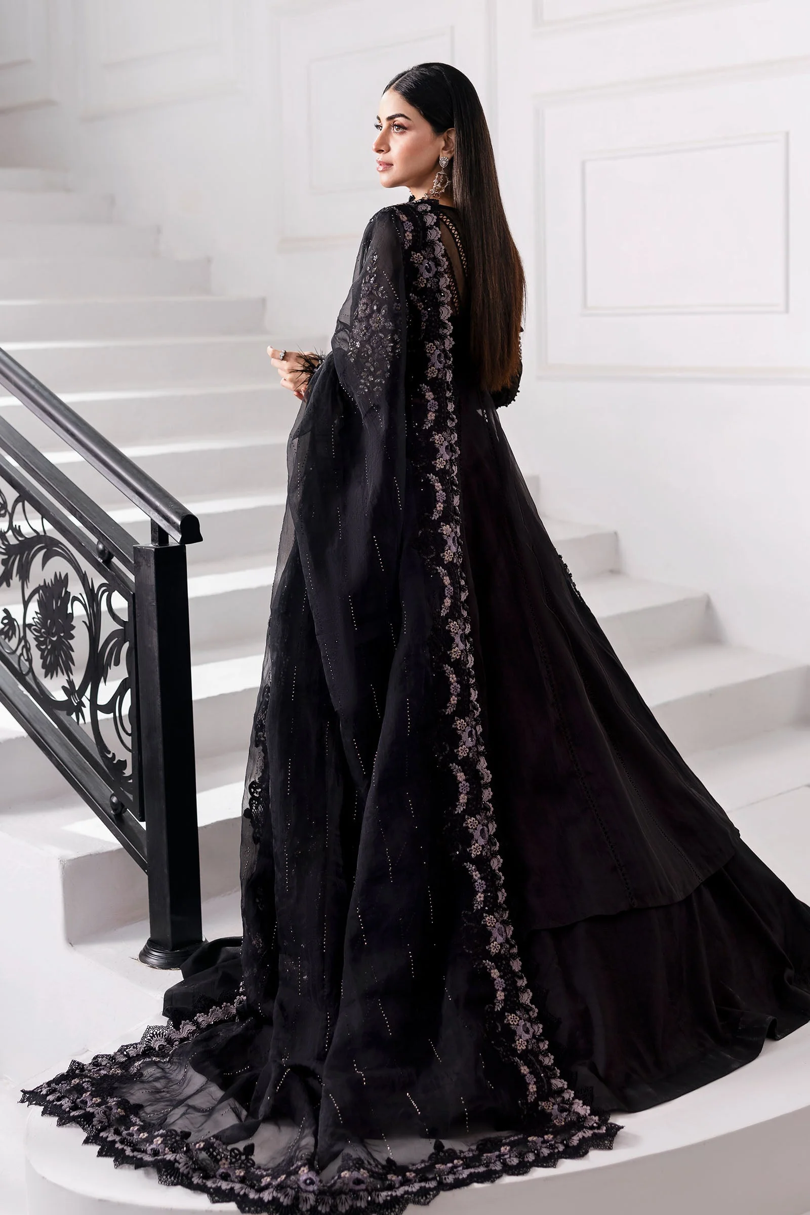 3 Piece Unstitched Embroidered Organza Suit | BD-3004 - Image 16