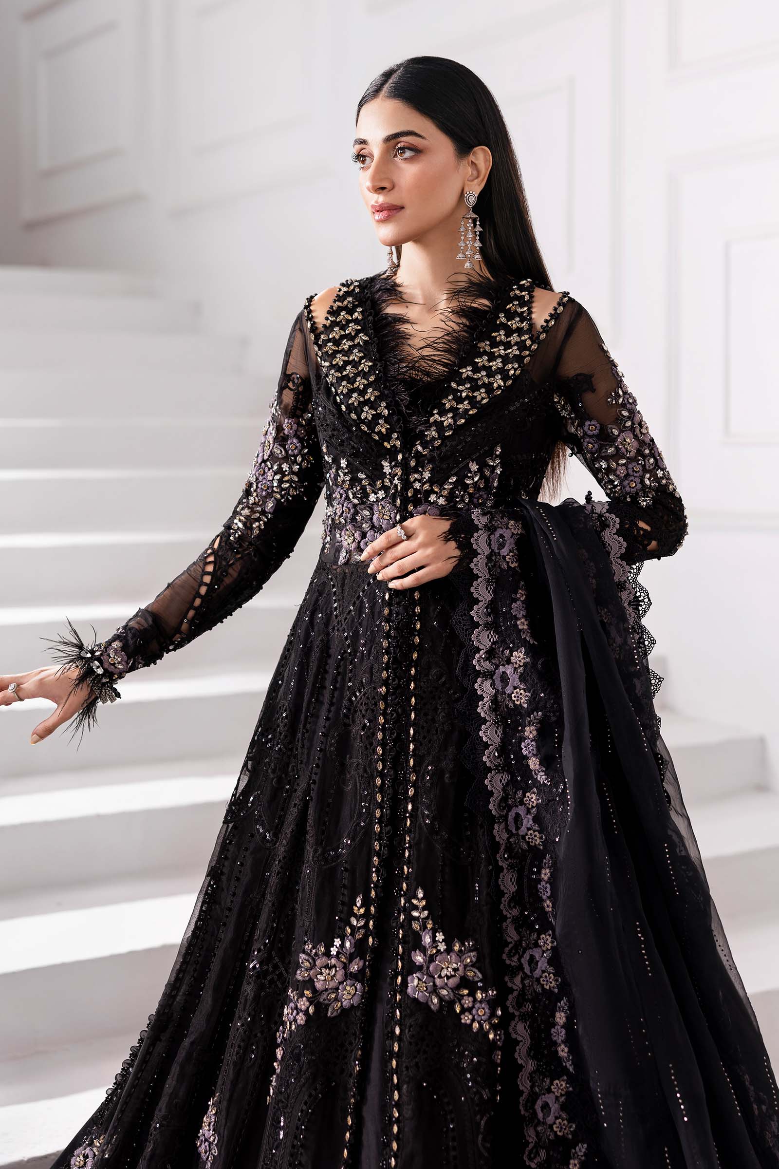 3 Piece Unstitched Embroidered Organza Suit | BD-3004 - Image 3