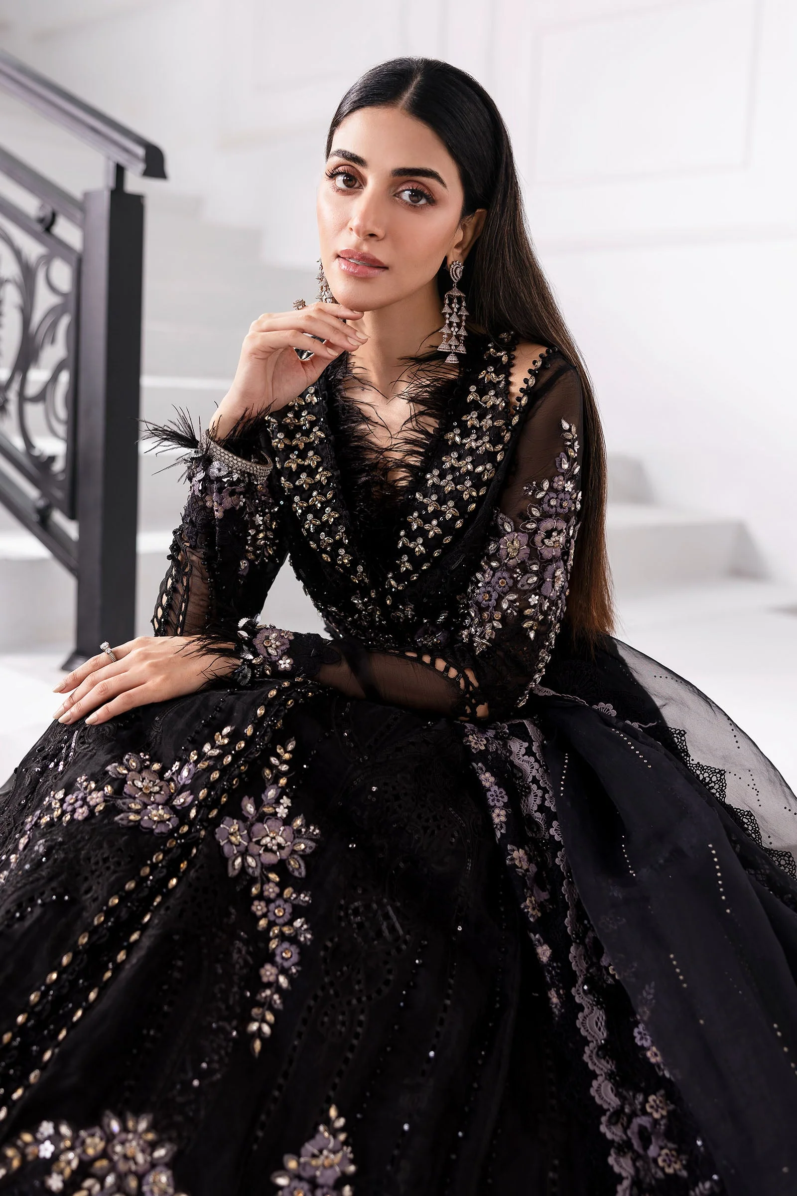 3 Piece Unstitched Embroidered Organza Suit | BD-3004 - Image 4