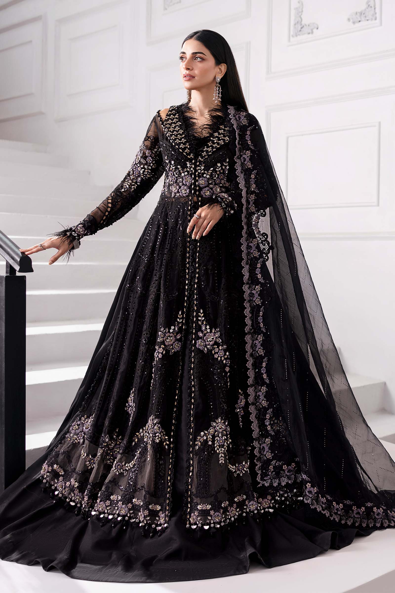 3 Piece Unstitched Embroidered Organza Suit | BD-3004 - Image 5