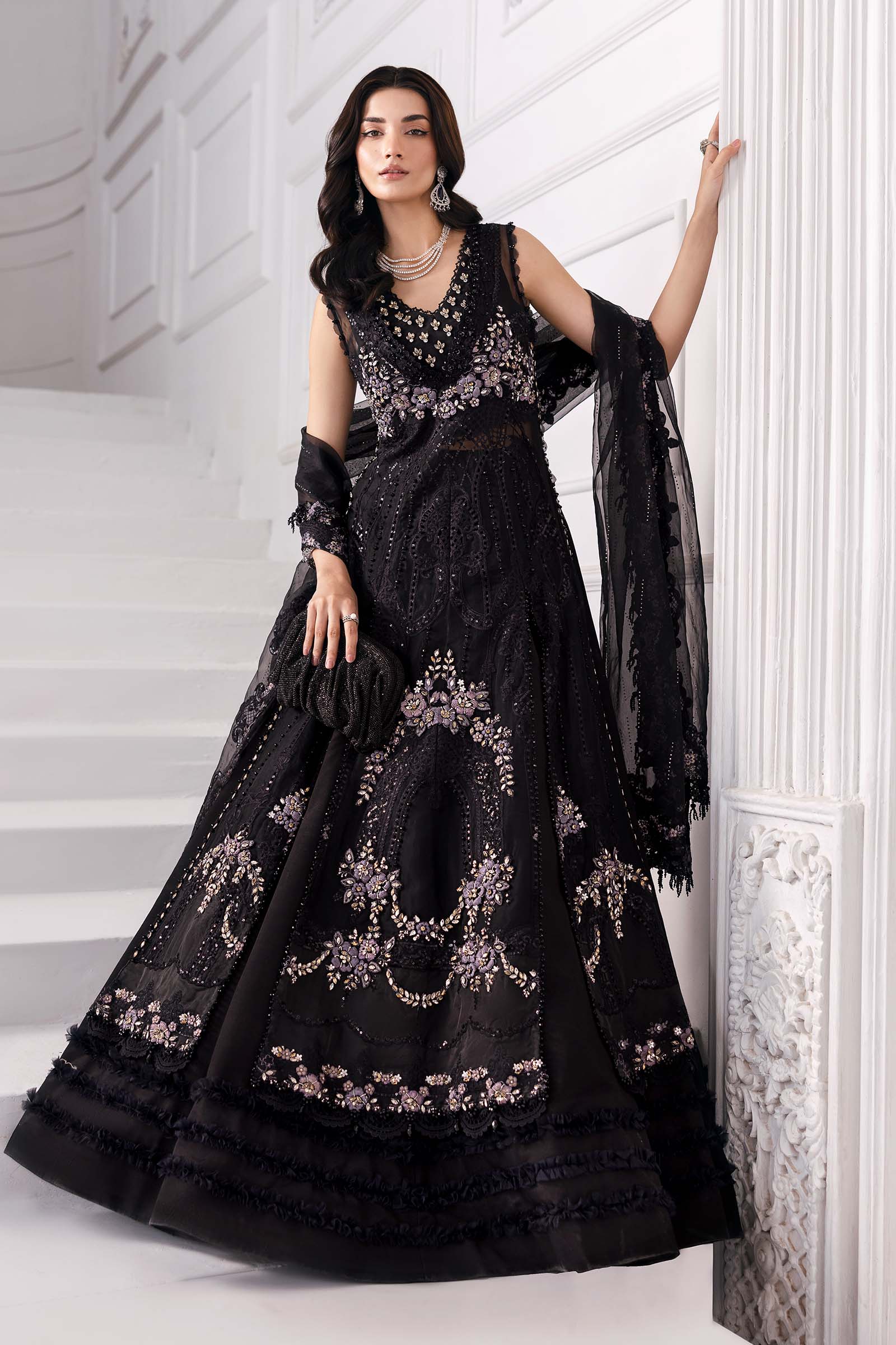 3 Piece Unstitched Embroidered Organza Suit | BD-3004 - Image 6