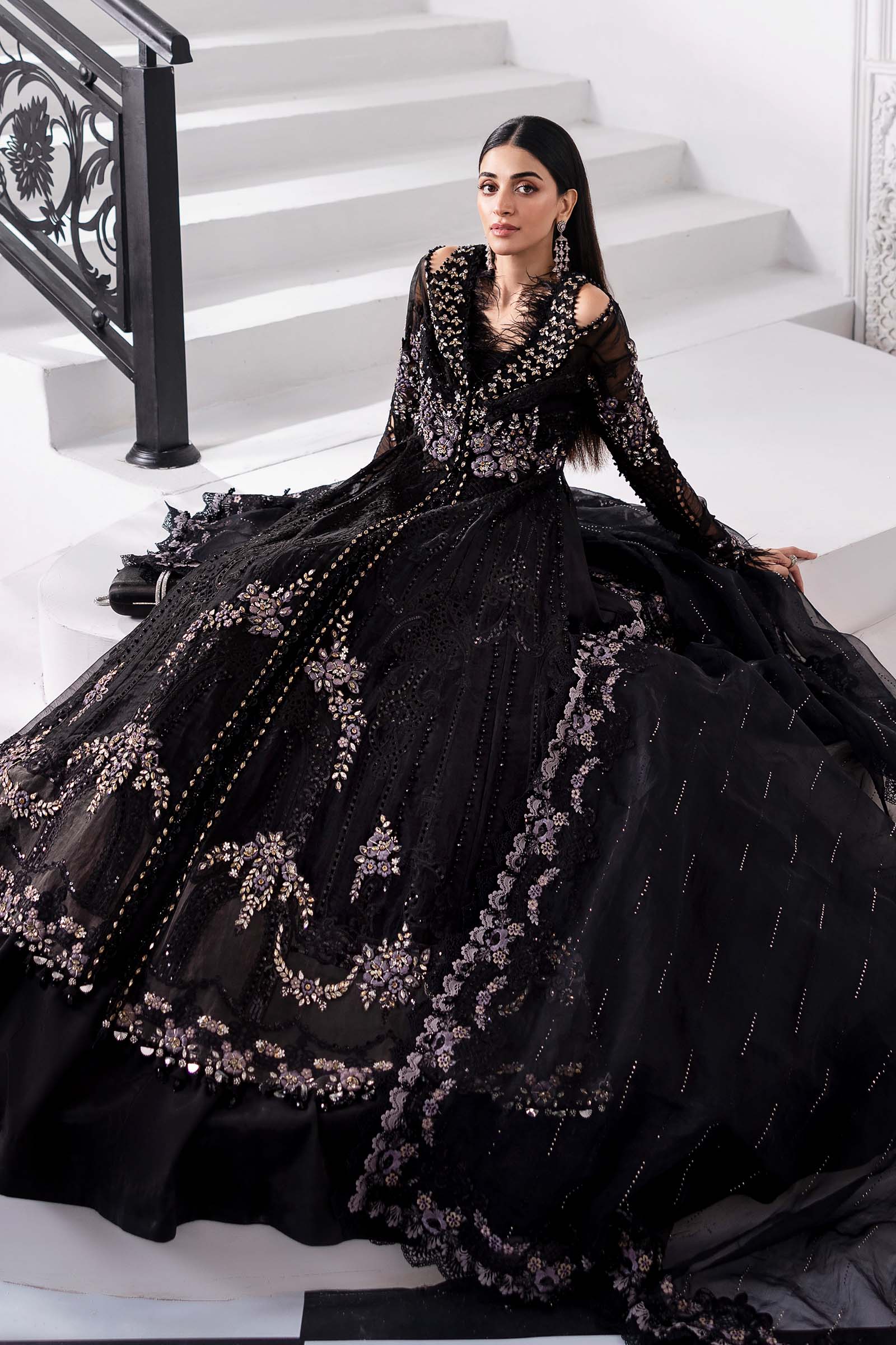 3 Piece Unstitched Embroidered Organza Suit | BD-3004 - Image 7