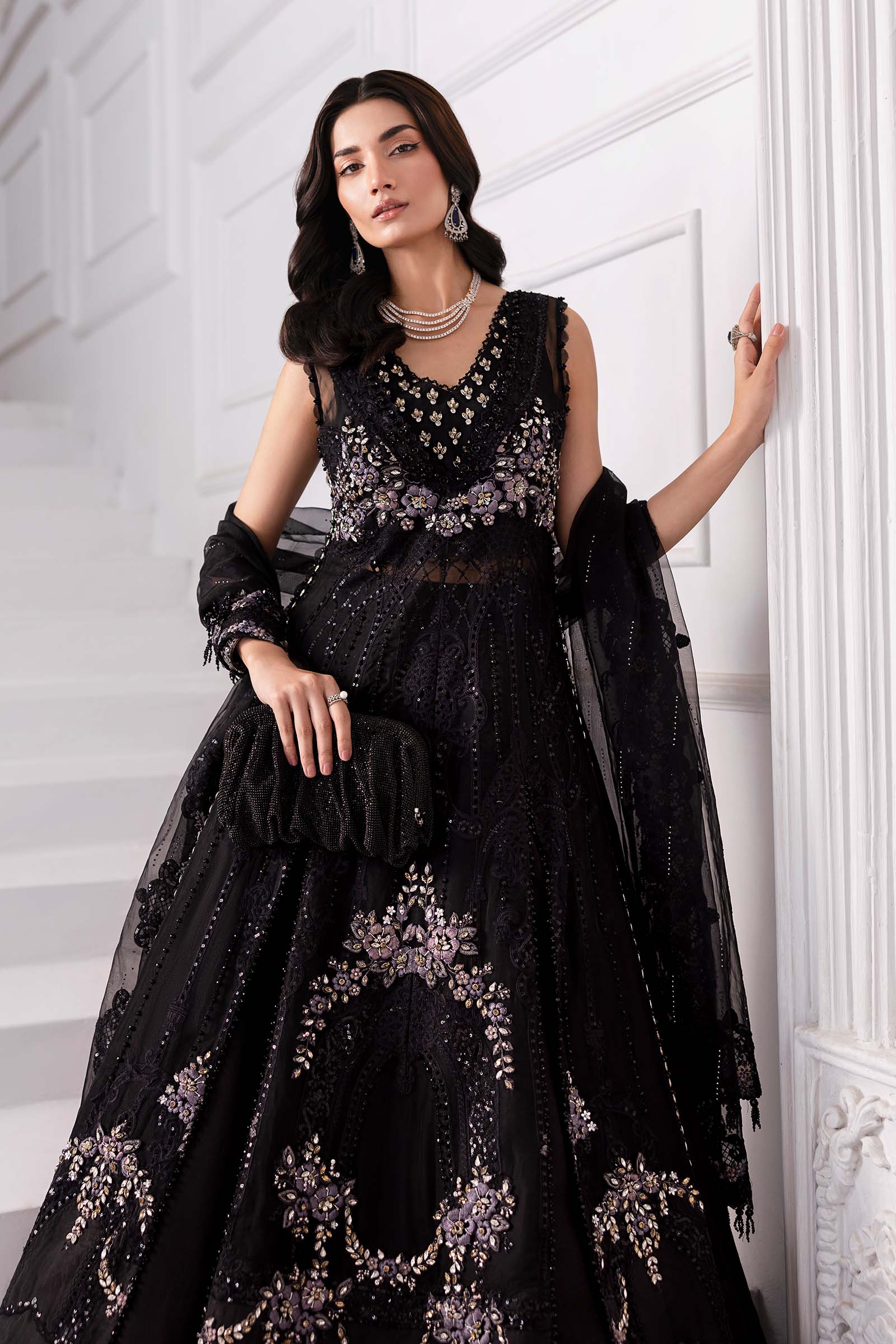 3 Piece Unstitched Embroidered Organza Suit | BD-3004 - Image 8