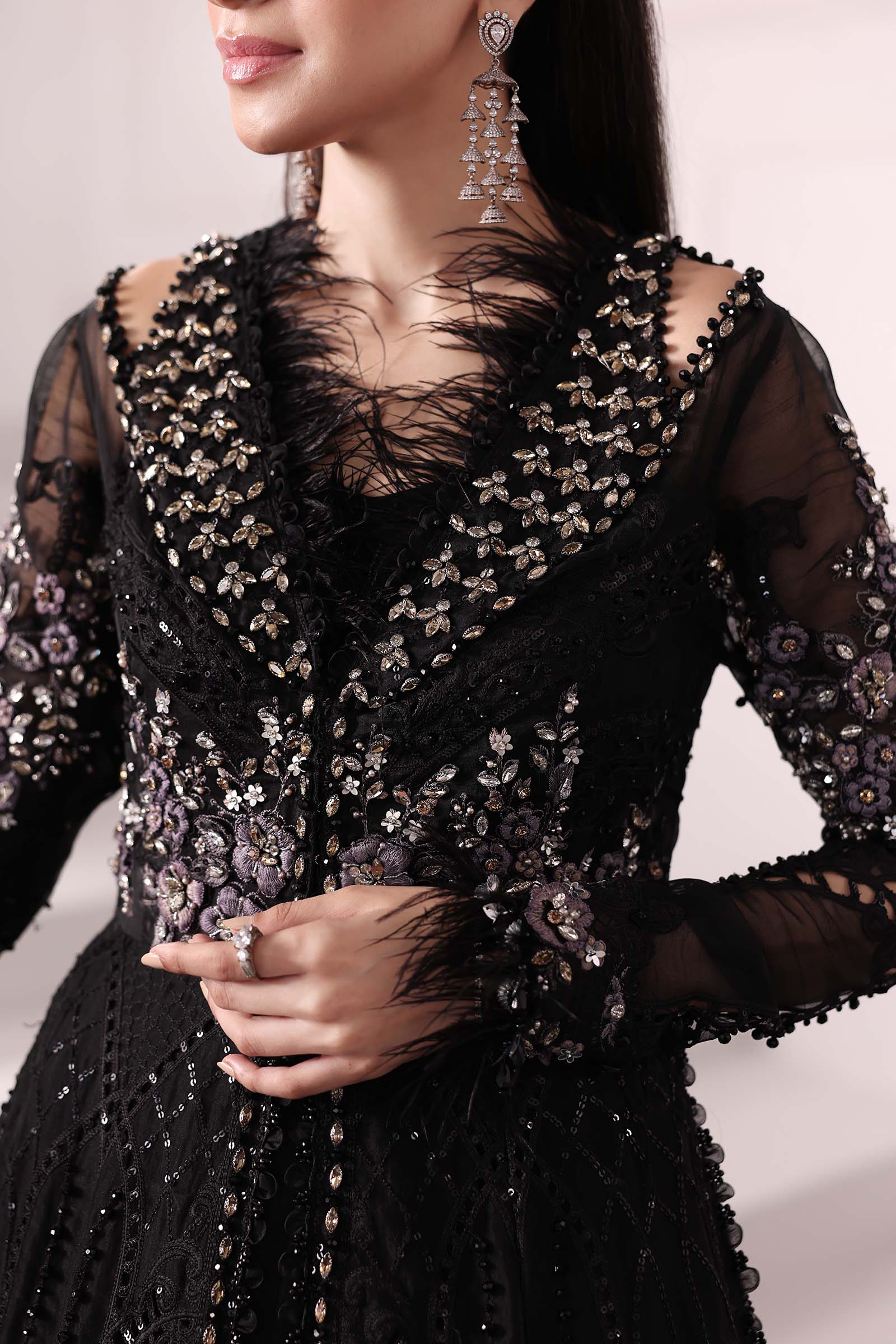 3 Piece Unstitched Embroidered Organza Suit | BD-3004 - Image 9