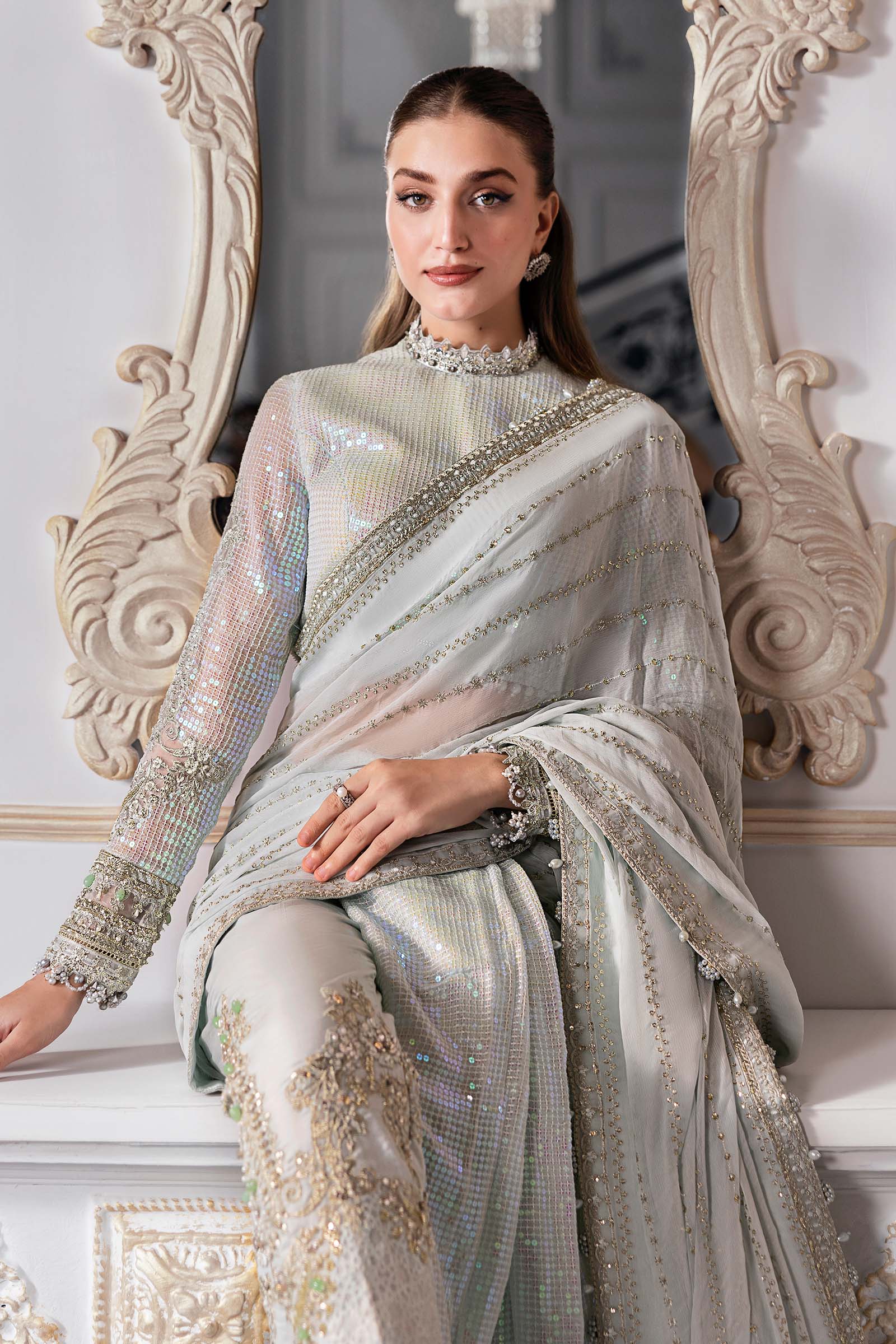 3 Piece Unstitched Embroidered Chiffon Suit | BD-3005 - Image 4