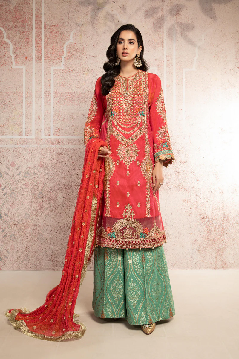 Suit Aqua and Salmon pink BDS-2302