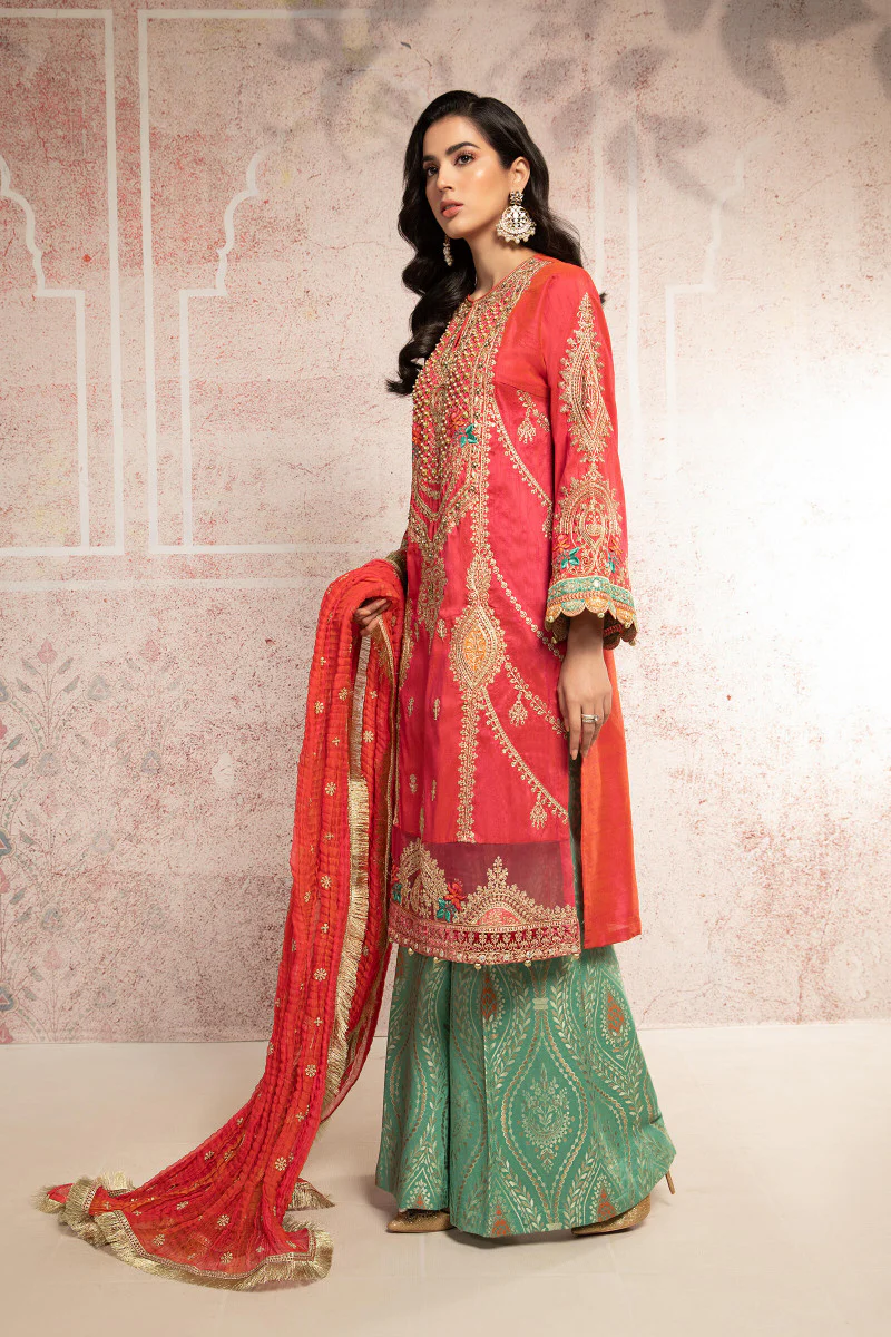 Suit Aqua and Salmon pink BDS-2302 - Image 2