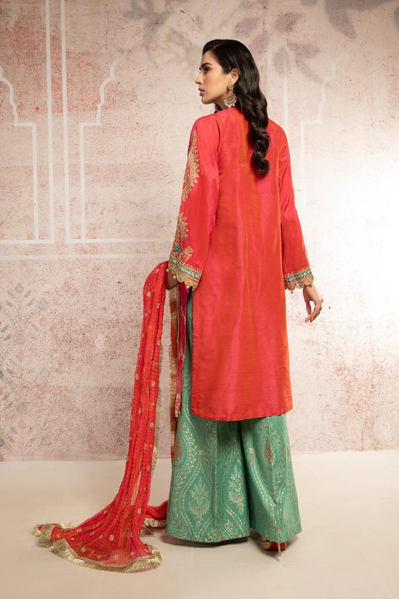 Suit Aqua and Salmon pink BDS-2302 - Image 3