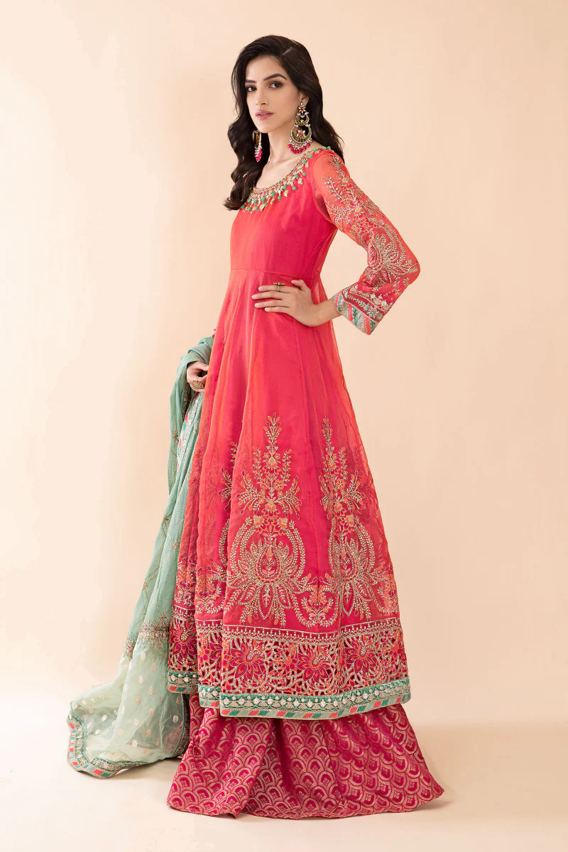 Suit Salmon Pink and Feroza BDS-2402 - Image 2