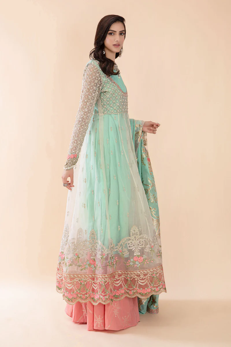 Suit Pearl White, Peach and Aqua BDS-2408 - Image 2