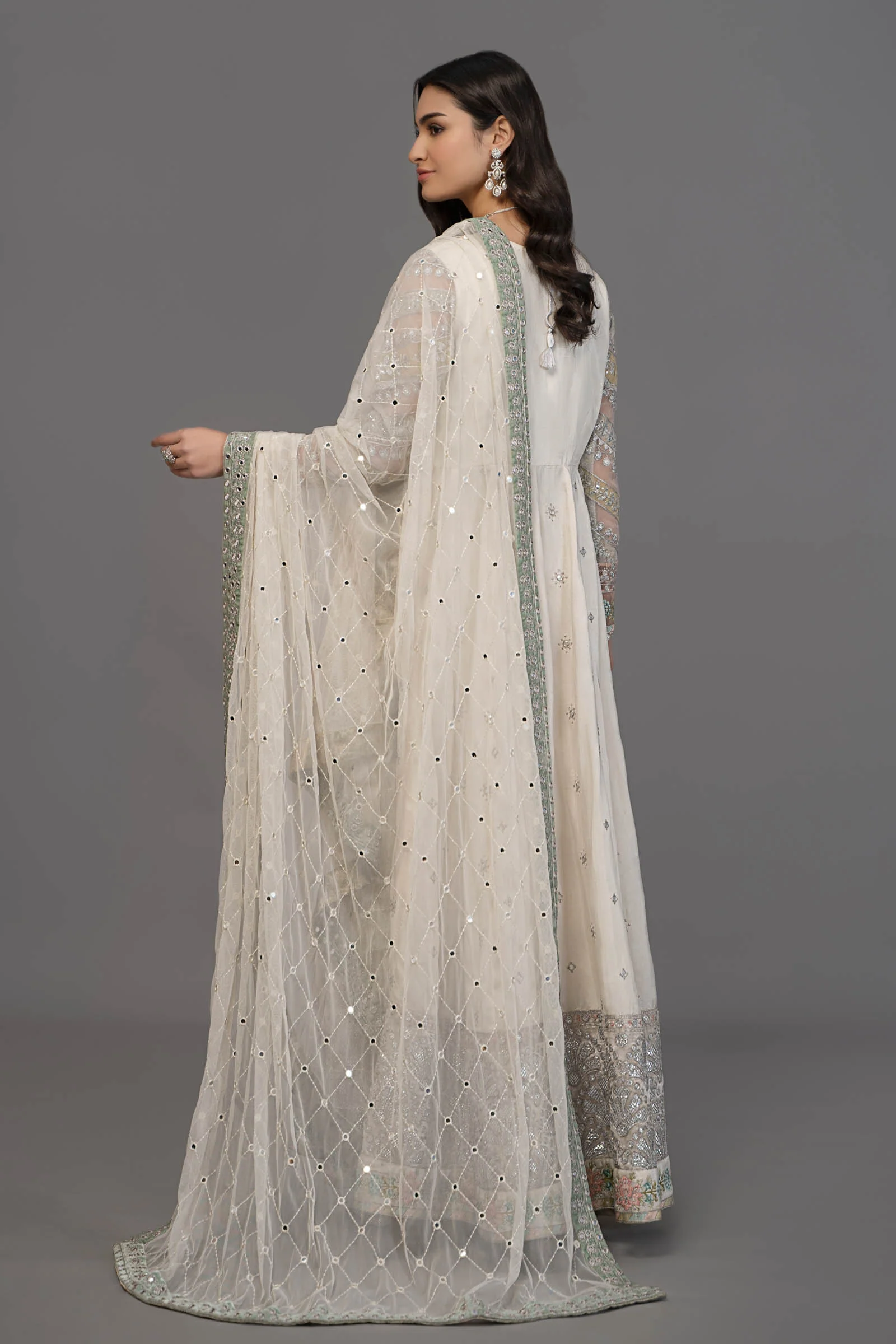 Suit Pearl White and Peach Silver BDS-2502 - Image 5