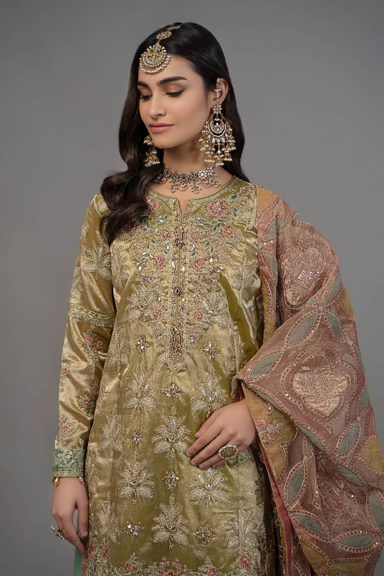 Suit Salmon and Leaf Green BDS-2503 - Image 2