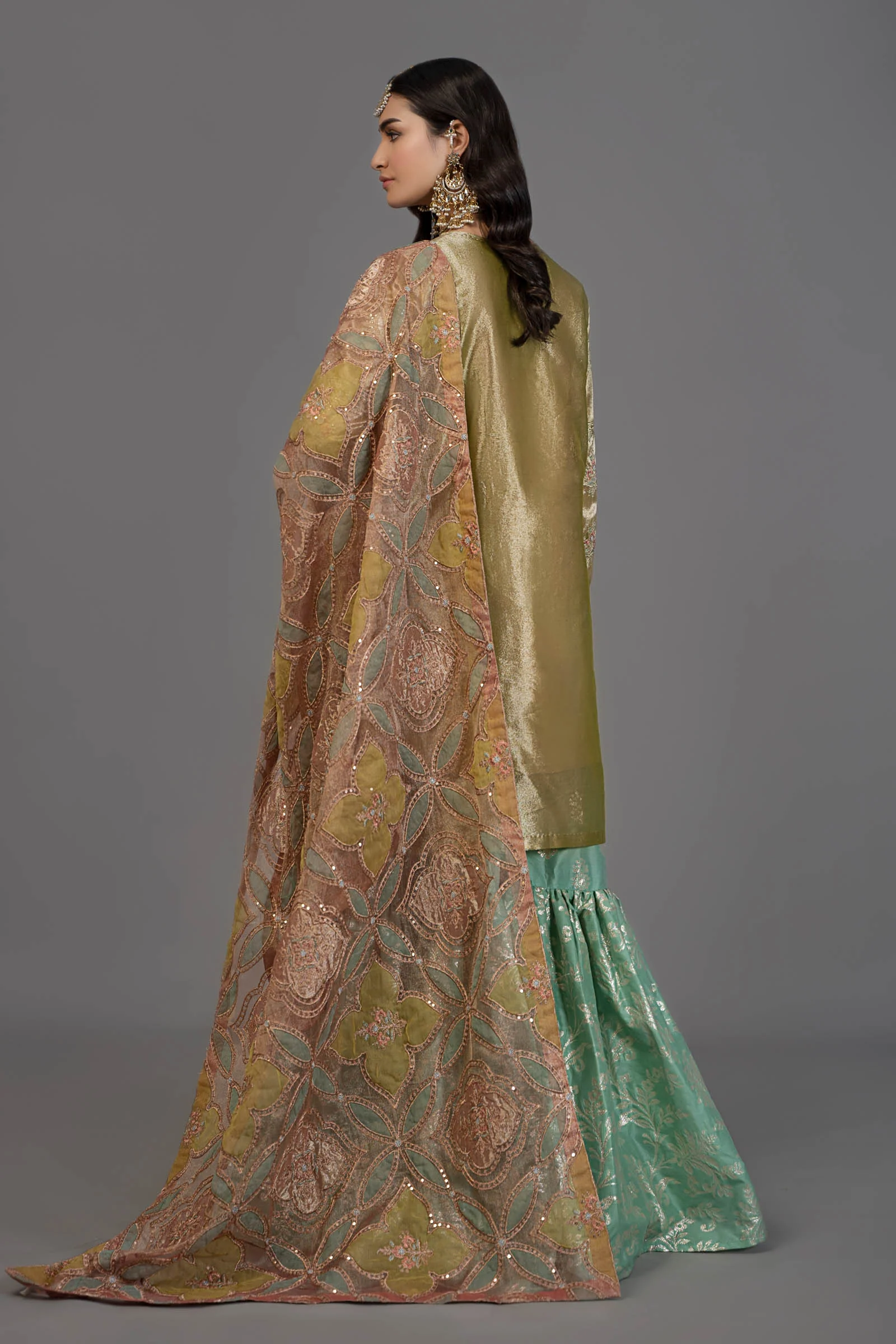 Suit Salmon and Leaf Green BDS-2503 - Image 6