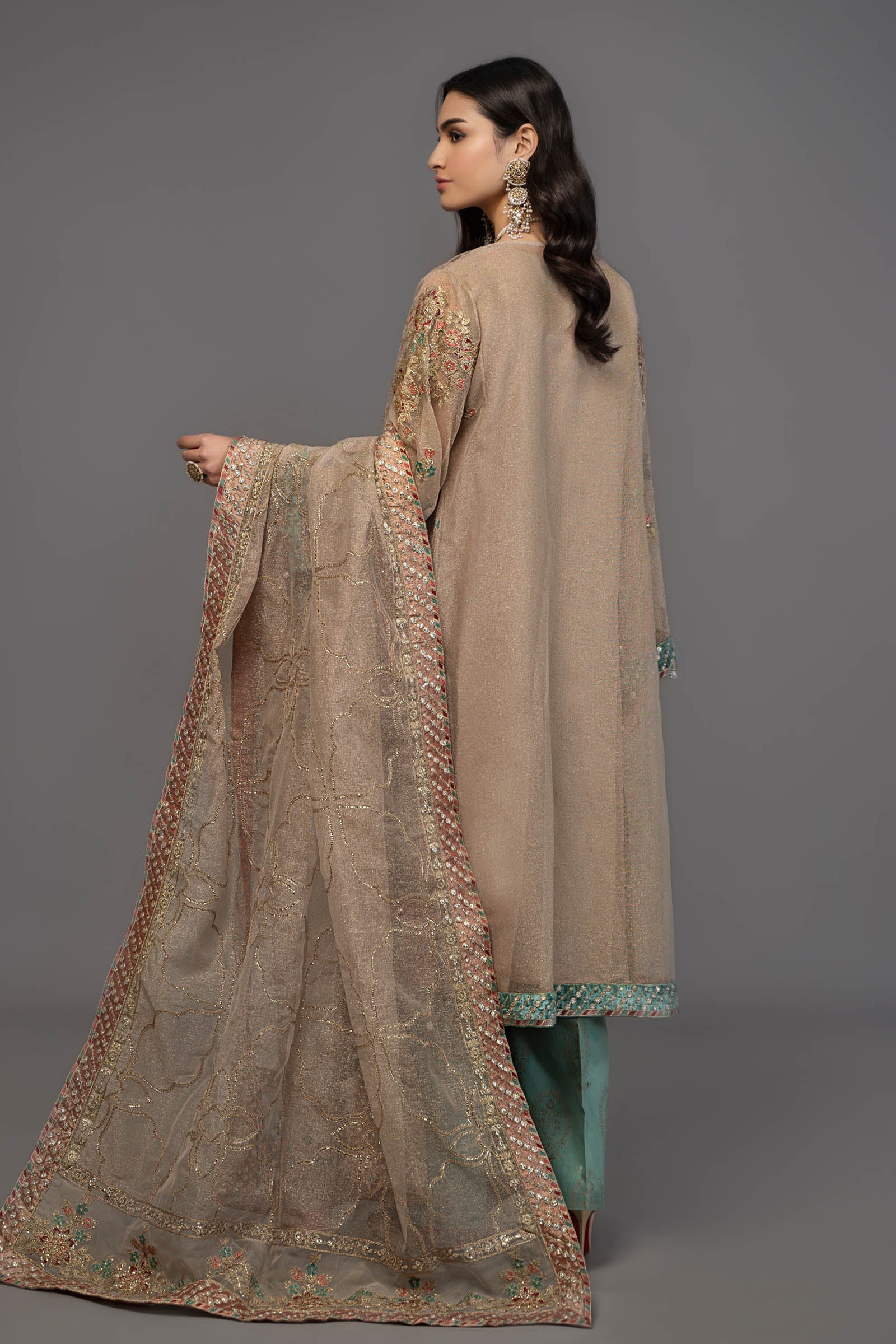 Suit Off White with Sea Green BDS-2507 - Image 6