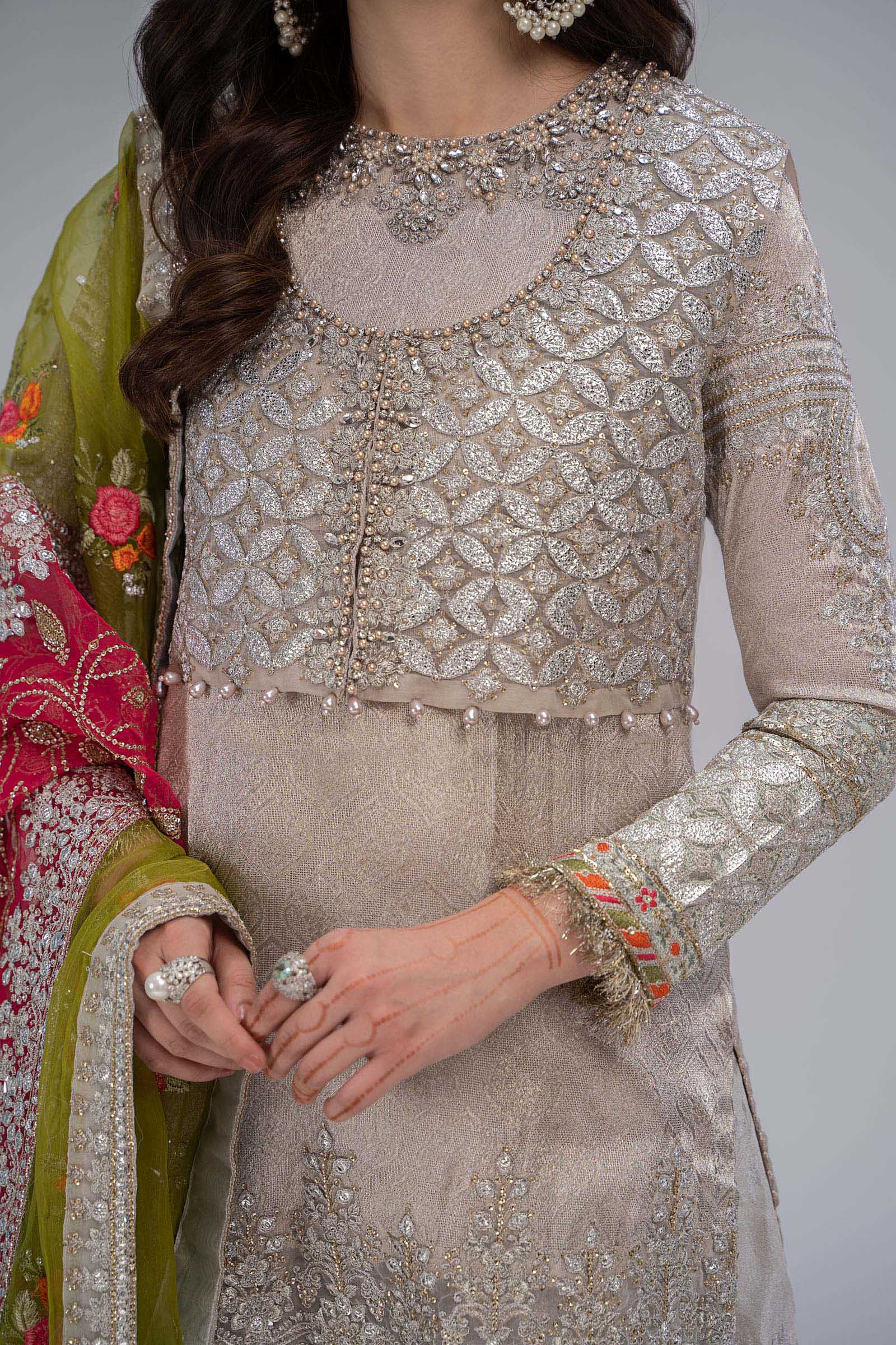 Suit Silver,Fuchsia Pink and Green BDS-2601 - Image 3