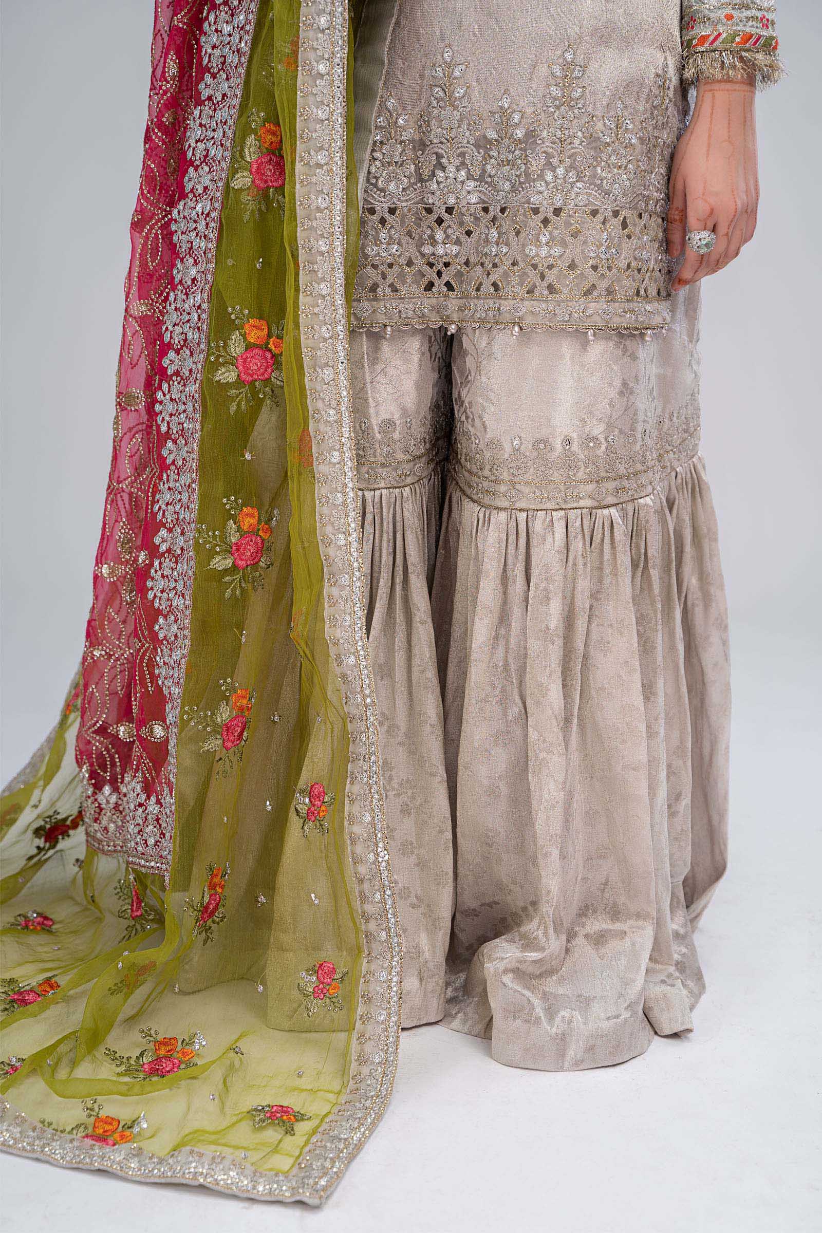 Suit Silver,Fuchsia Pink and Green BDS-2601 - Image 6