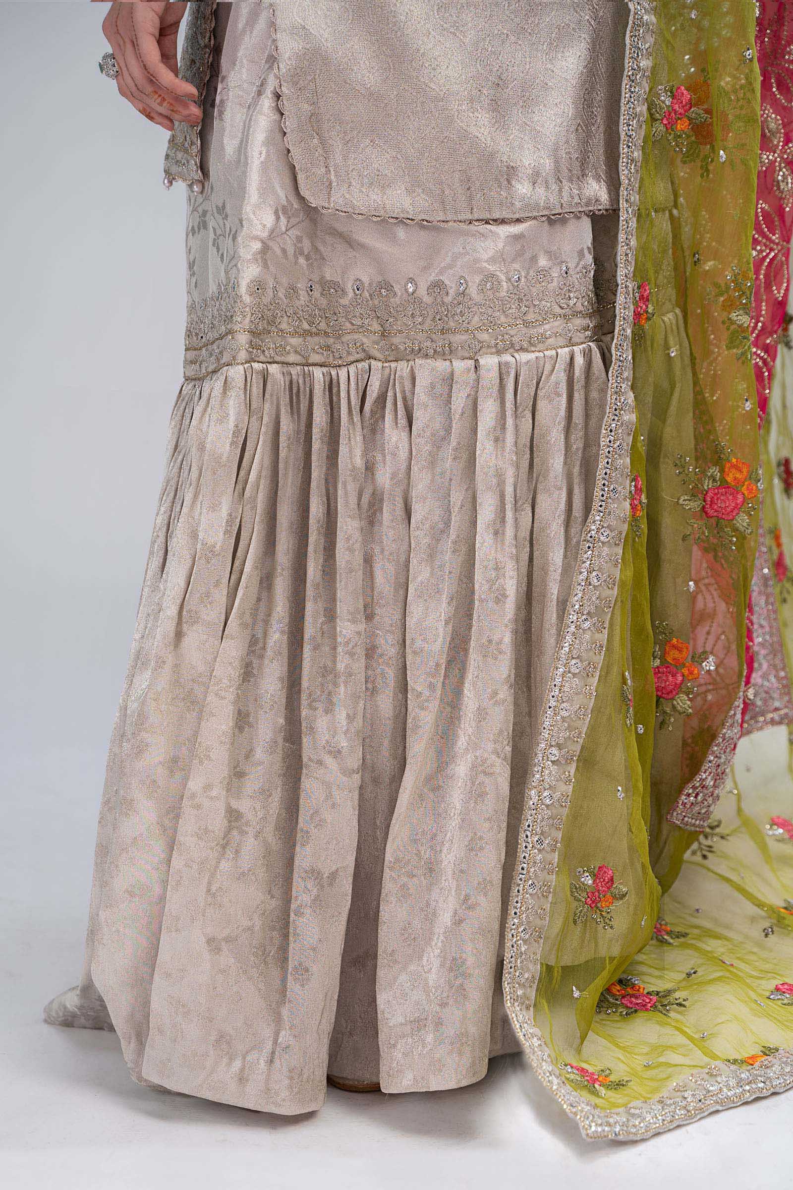 Suit Silver,Fuchsia Pink and Green BDS-2601 - Image 7