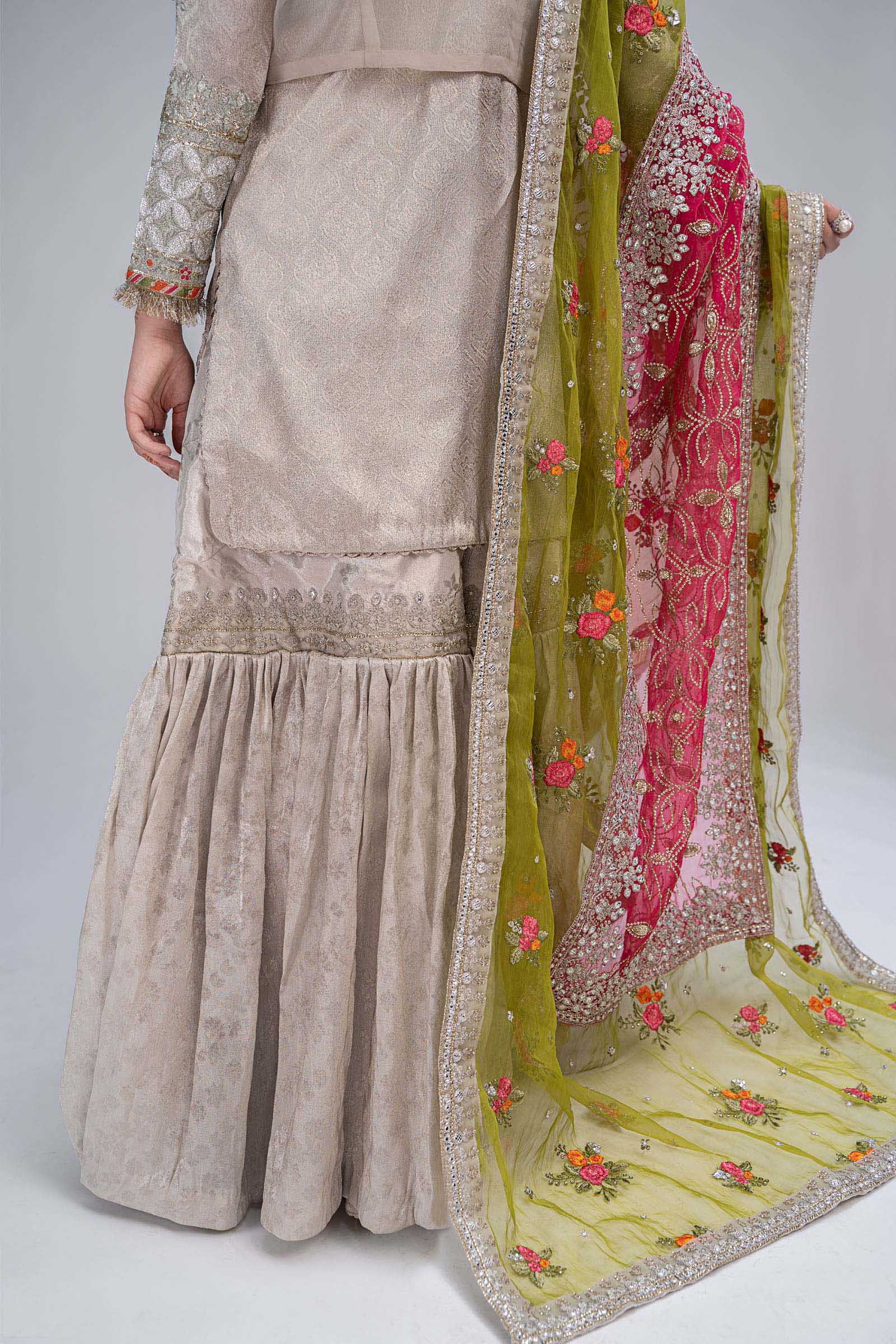 Suit Silver,Fuchsia Pink and Green BDS-2601 - Image 8