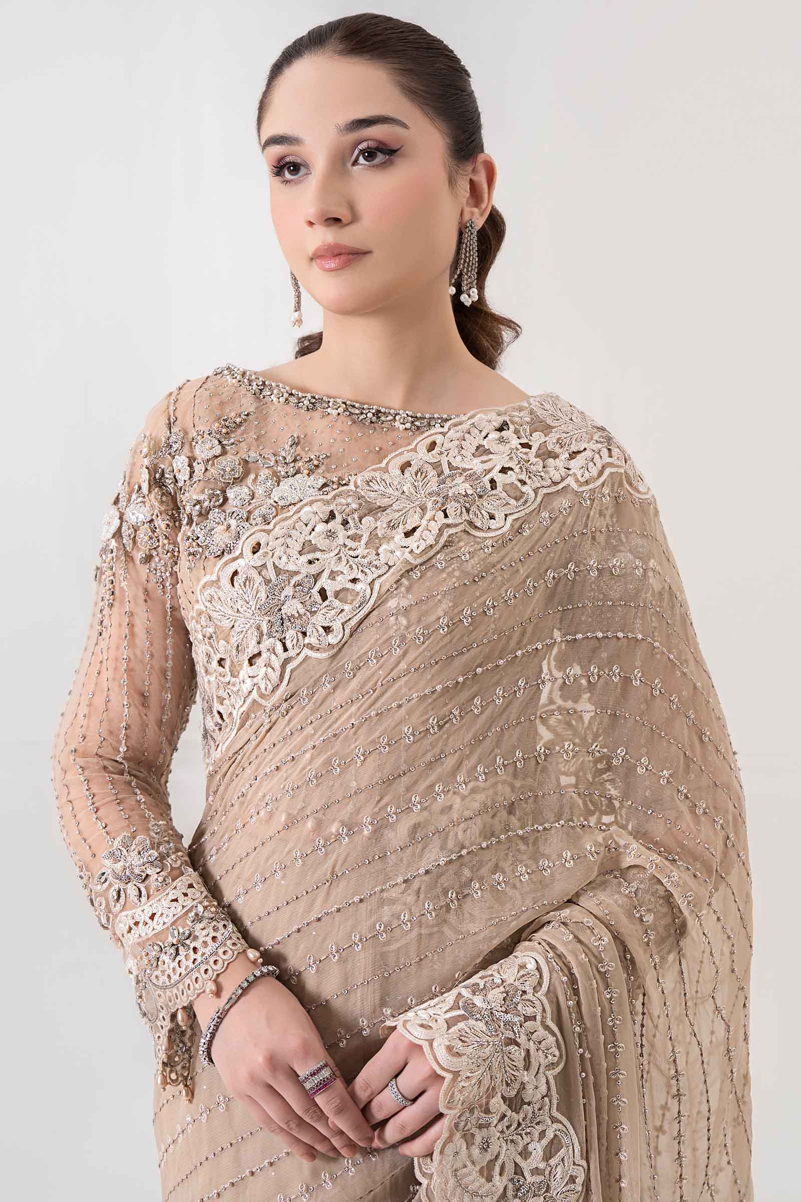 Embroidered Chiffon Saree | BDS-2801 - Image 2