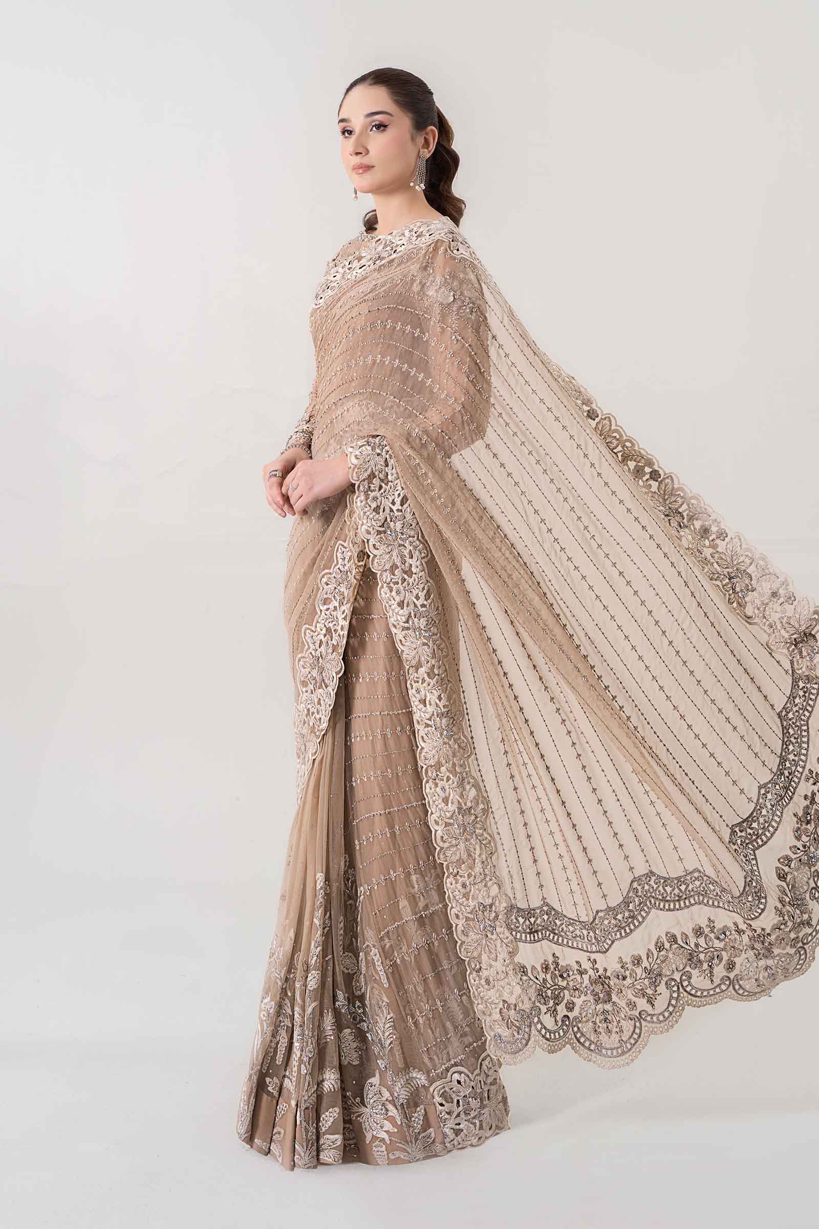 Embroidered Chiffon Saree | BDS-2801 - Image 6