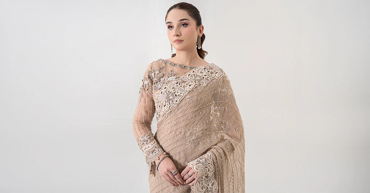Embroidered Chiffon Saree | BDS-2801 - Image 8