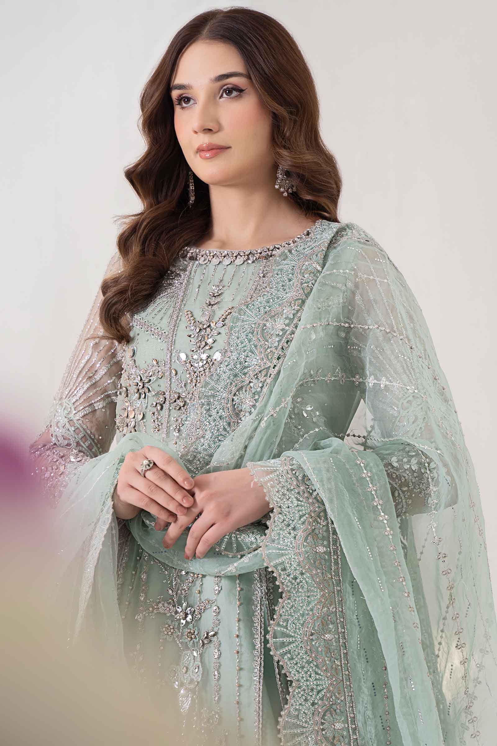 3 Piece Embroidered Organza Suit | BDS-2803 - Image 2