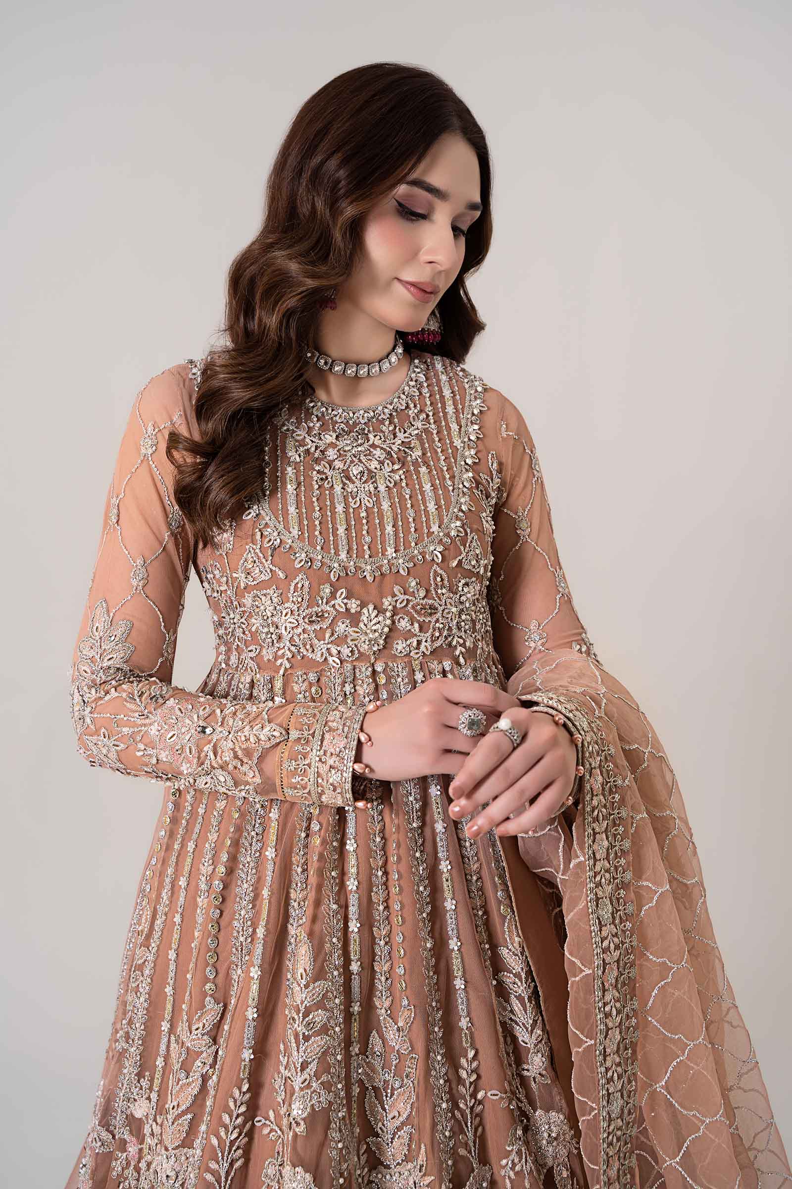 3 Piece Embroidered Net Suit | BDS-2804 - Image 2