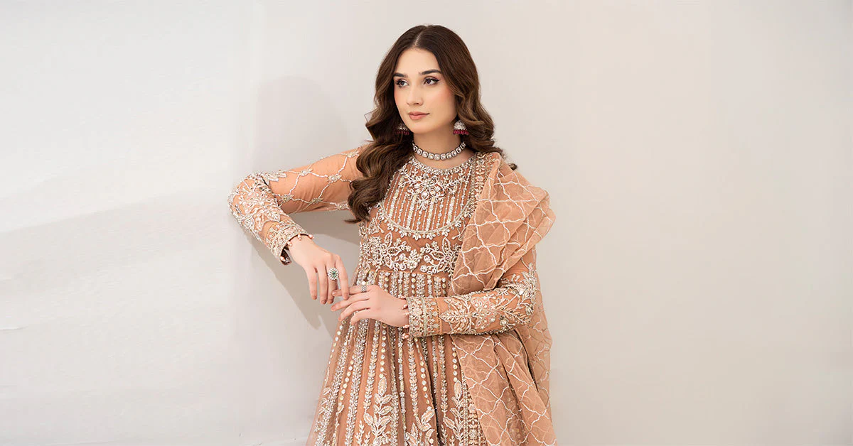 3 Piece Embroidered Net Suit | BDS-2804 - Image 7
