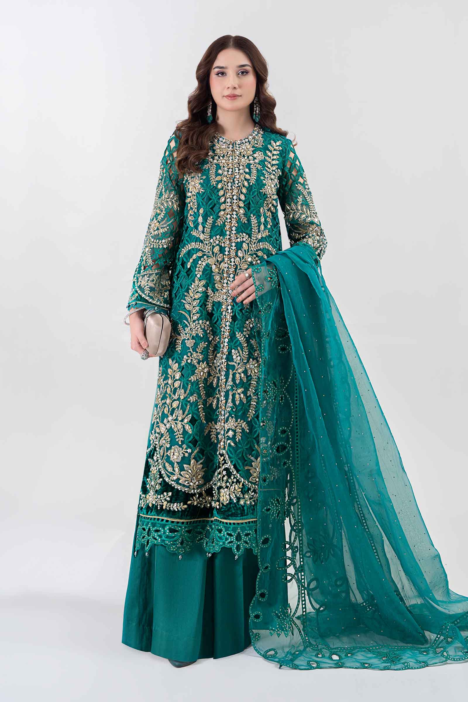 3 Piece Embroidered Organza Suit | BDS-2806